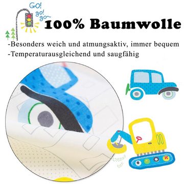 Babybettwäsche CAR/ZOO, KEAYOO, Baumwolle, 2 teilig, Autos Muster 100% Baumwolle mit Reißverschluss