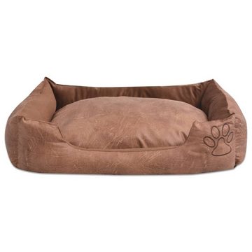 vidaXL Hundekorb Hundebett mit Kissen PU Kunstleder Größe S Beige