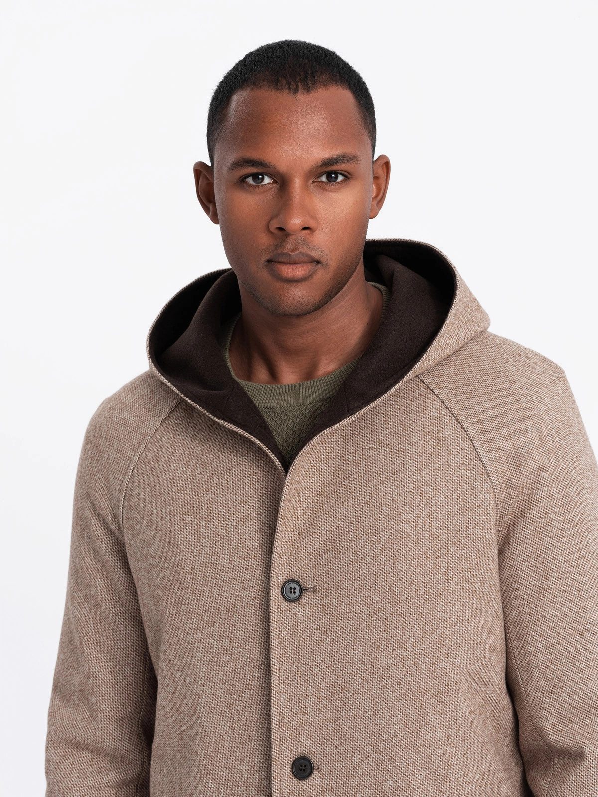 OMBRE Wintermantel Melange-Herrenmantel mit Kapuze günstig online kaufen