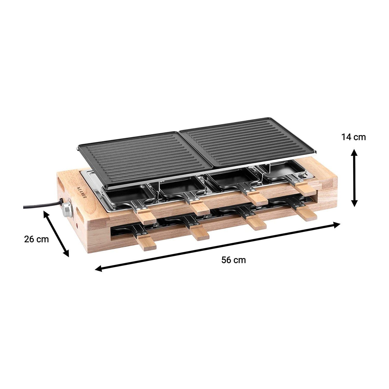 Raclette Grill Holzgestell, Rac… mit KLAMER KLAMER Raclette Raclette 1500W 8 Personen,