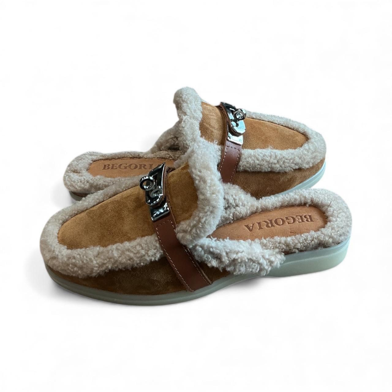 Begoria Damen Leder Clogs gefüttert mit Fell – Pantoletten Pantolette