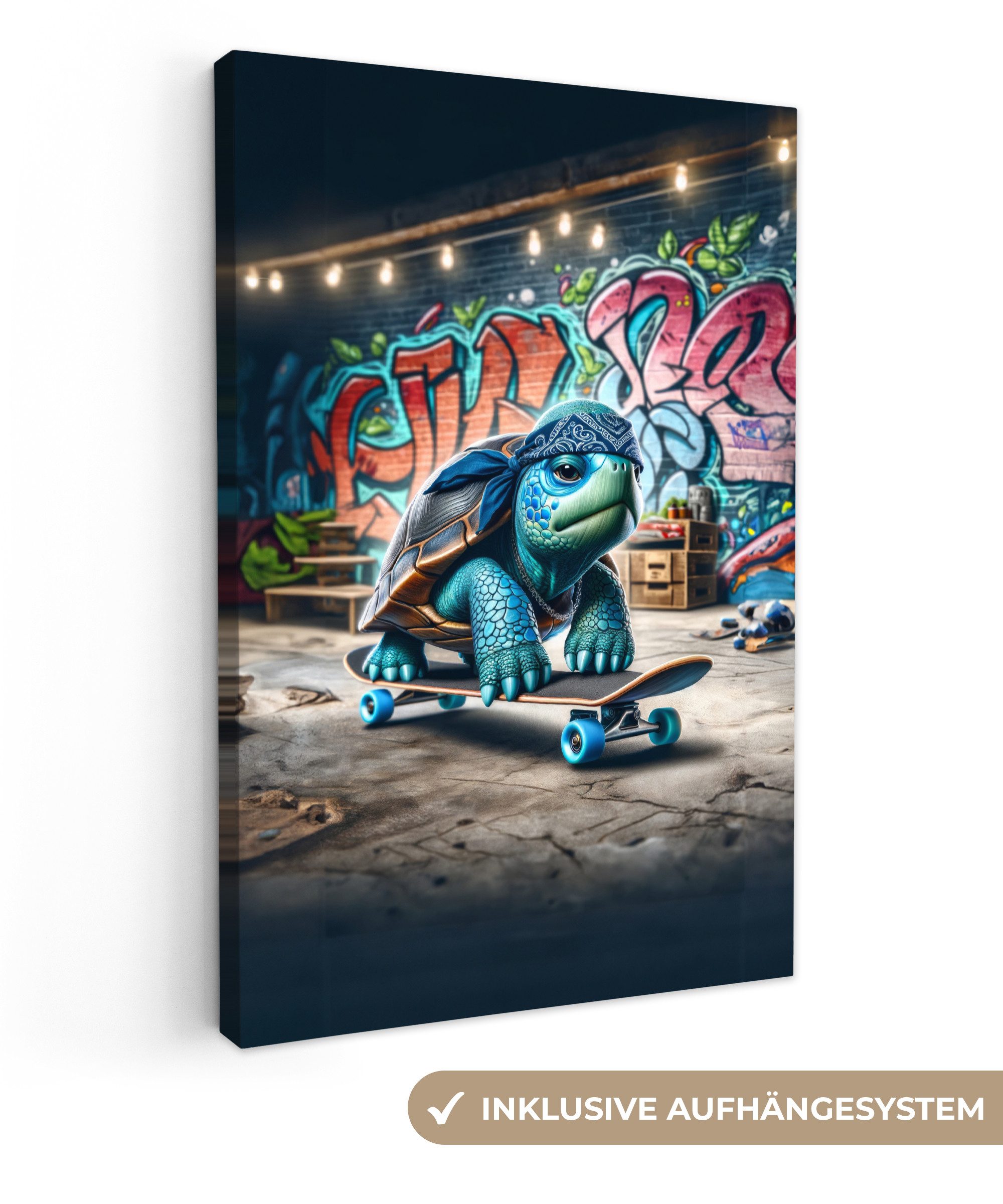 OneMillionCanvasses® Leinwandbild Schildkröte - Graffiti - Skateboard - Jun günstig online kaufen