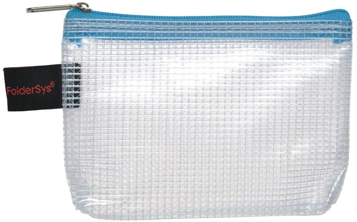 FOLDERSYS Prospekthülle Reißverschlusstasche A7 PVC hellblau (10 Stück)