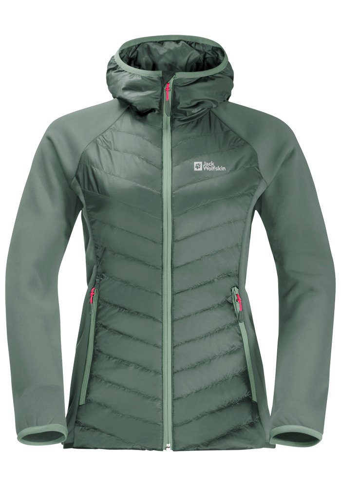 W hedge-green PRO HYBRID Jack Wolfskin Hybridjacke ROUTEBURN