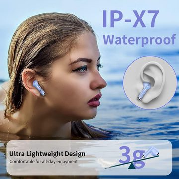 Drsaec Bluetooth 5.3 Kabellos mit ENC Dual Mic 42H Deep Bass In-Ear-Kopfhörer (Kraftvoller Bass und dynamische Höhen für ein immersives Musikerlebnis unterwegs., Noise Cancelling Earbuds, IP7 Ohrhörer, LED Anzeige)