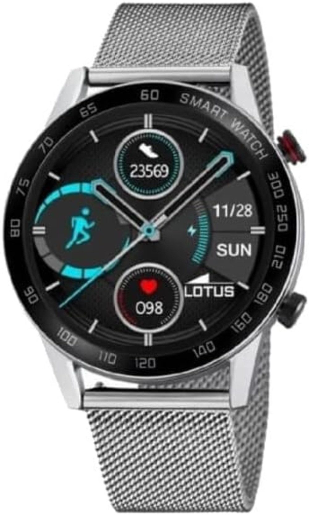 Lotus 50017/1 Smartwatch (3,5 cm, android ios), Edelstahl Smartwatch für Herren mit Pulssensor Pedometer & Kalender