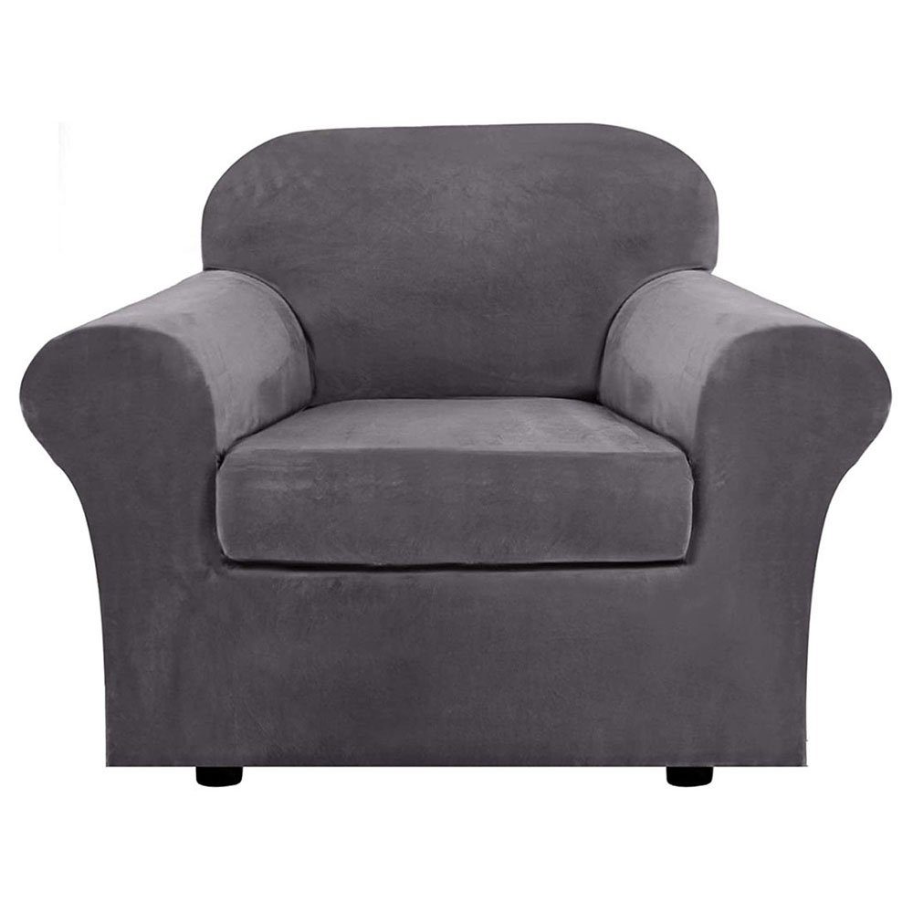 rutschfeste, Samt CTGtree Dicke grau Sofahusse Stretch für Stuhlbezüge Sessel