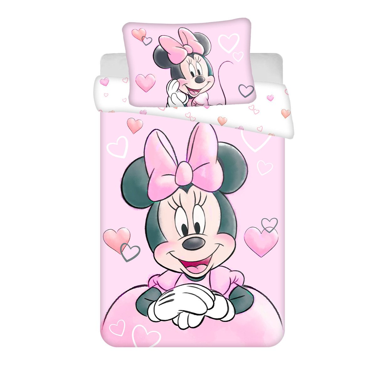 Disney Minnie Mouse Babybettwäsche Wendebettwäsche Minnie Mouse 2tlg. Baumwolle 100x135 cm + 40x60 cm, Baumwolle, 2 teilig, 100% Baumwolle,trocknergeeignet
