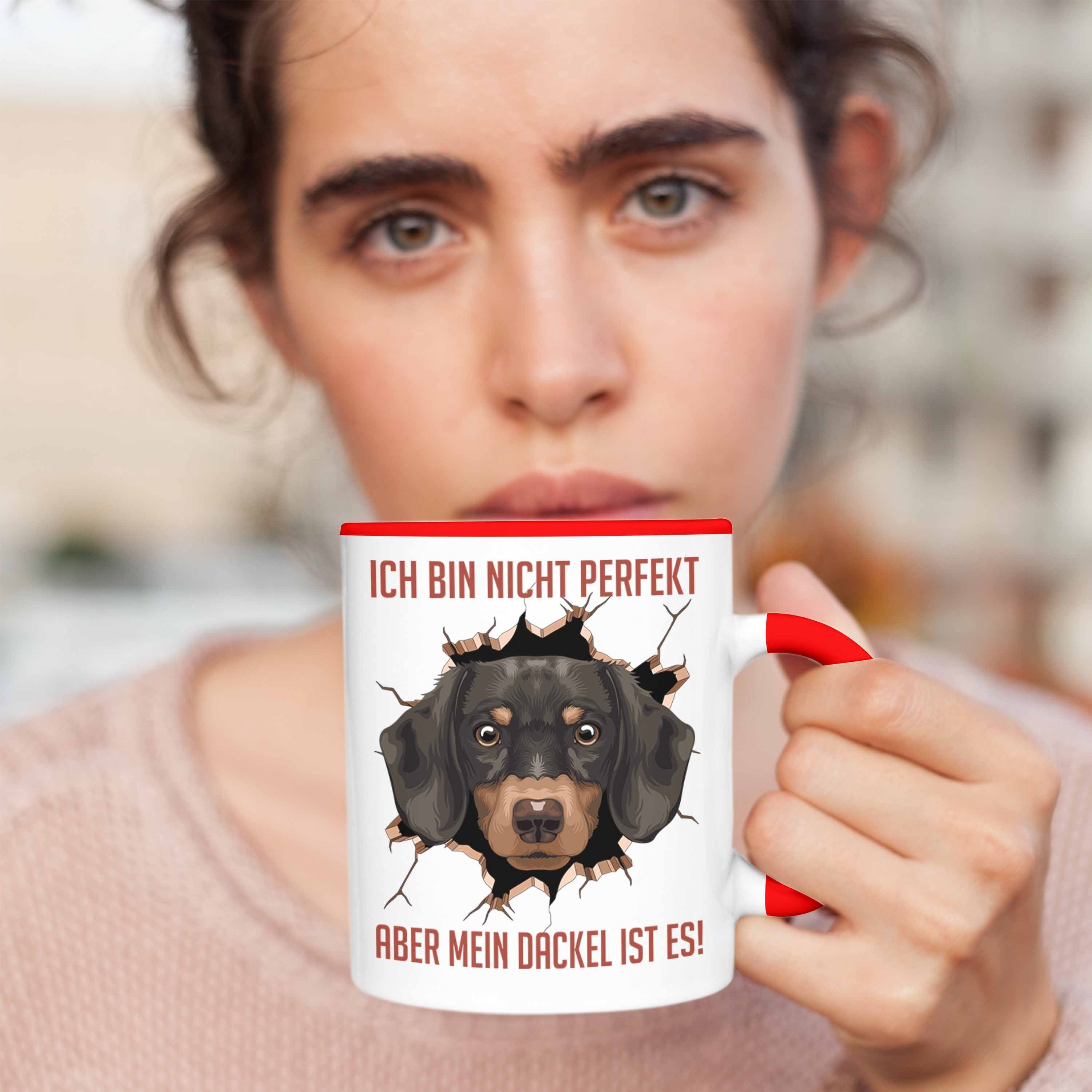 Kaffee-Becher Bin Geschenk Dackelbesitzerin Rot für Nicht Tasse Ich Dackel Trendation Tasse