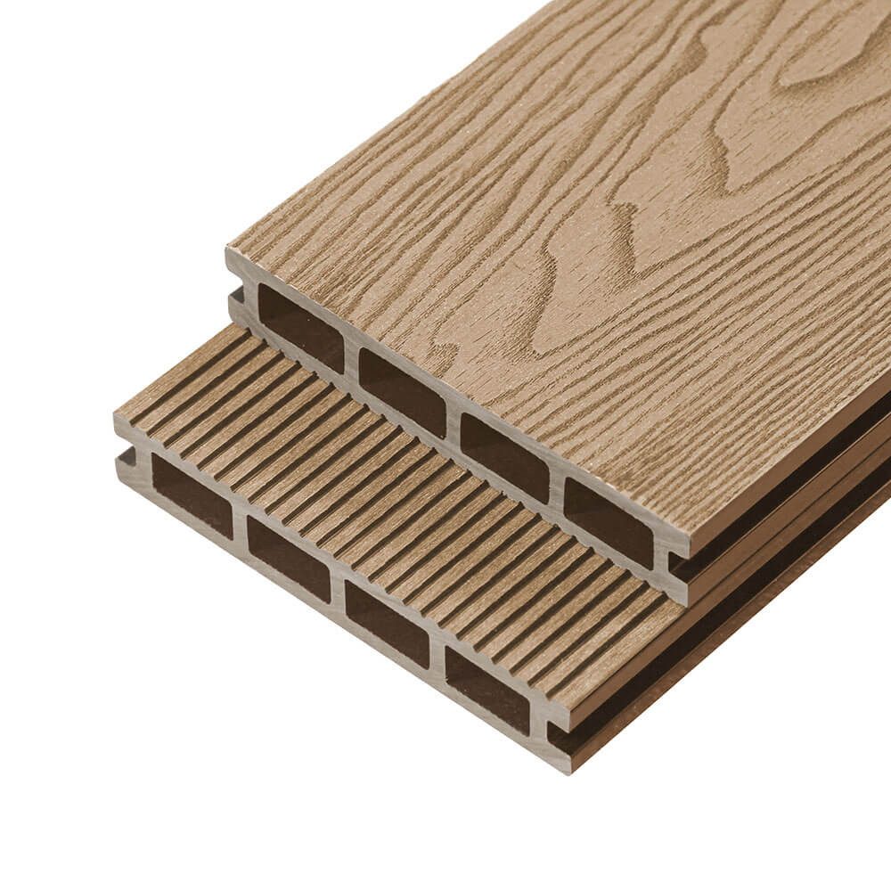 HOME DELUXE Terrassendielen WPC SAMANA PREMIUM - Mengenauswahl, 2 m², BxL: je 14,6x220 cm, (Komplettset - inkl. Unterkonstruktion), 3D-Holzoptik, WPC Hohlkammerdiele, Bodenbelag