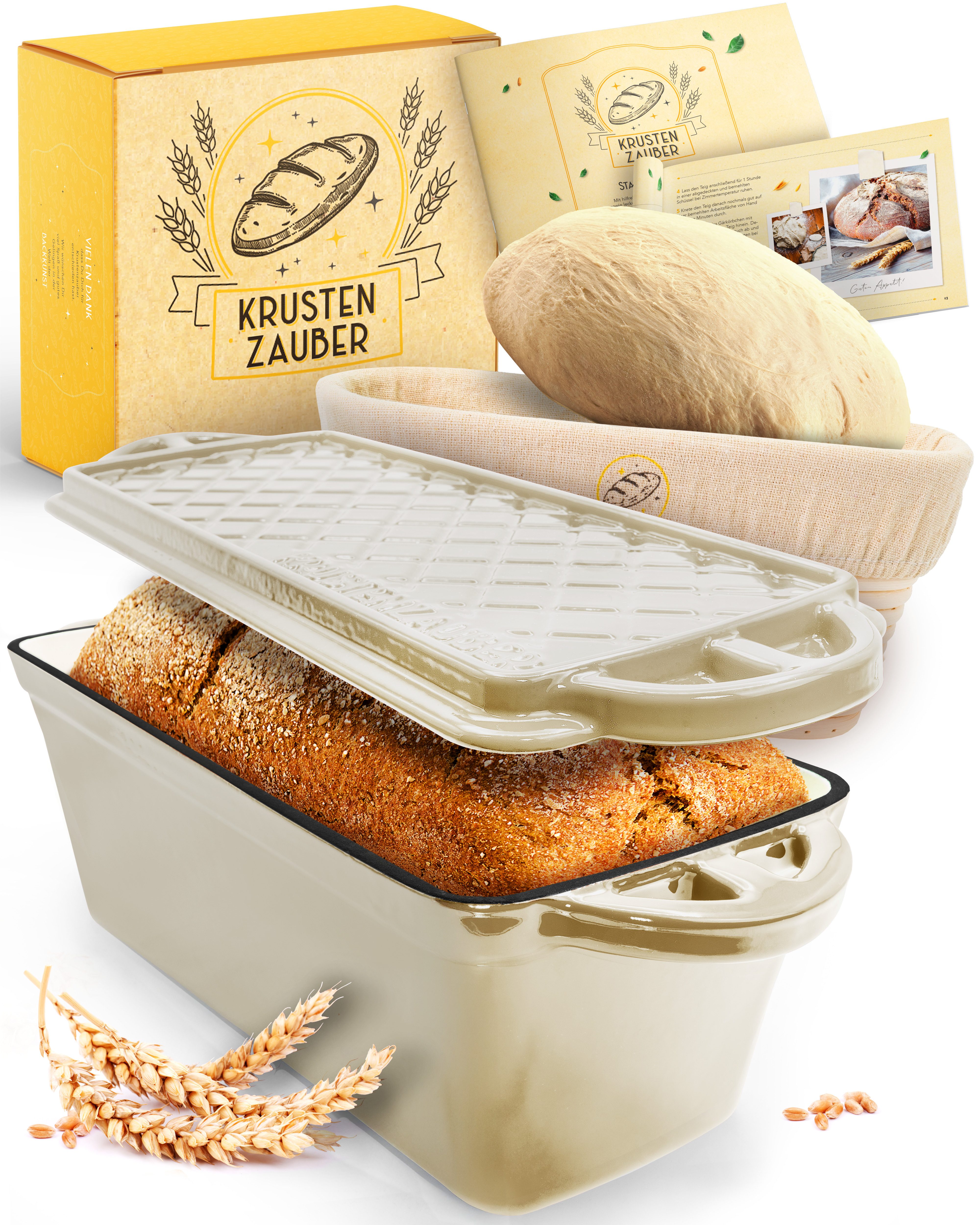 Krustenzauber Brotbackform Brotbackform Gusseisen Topf Brot Backen [inkl. Gärkorb]