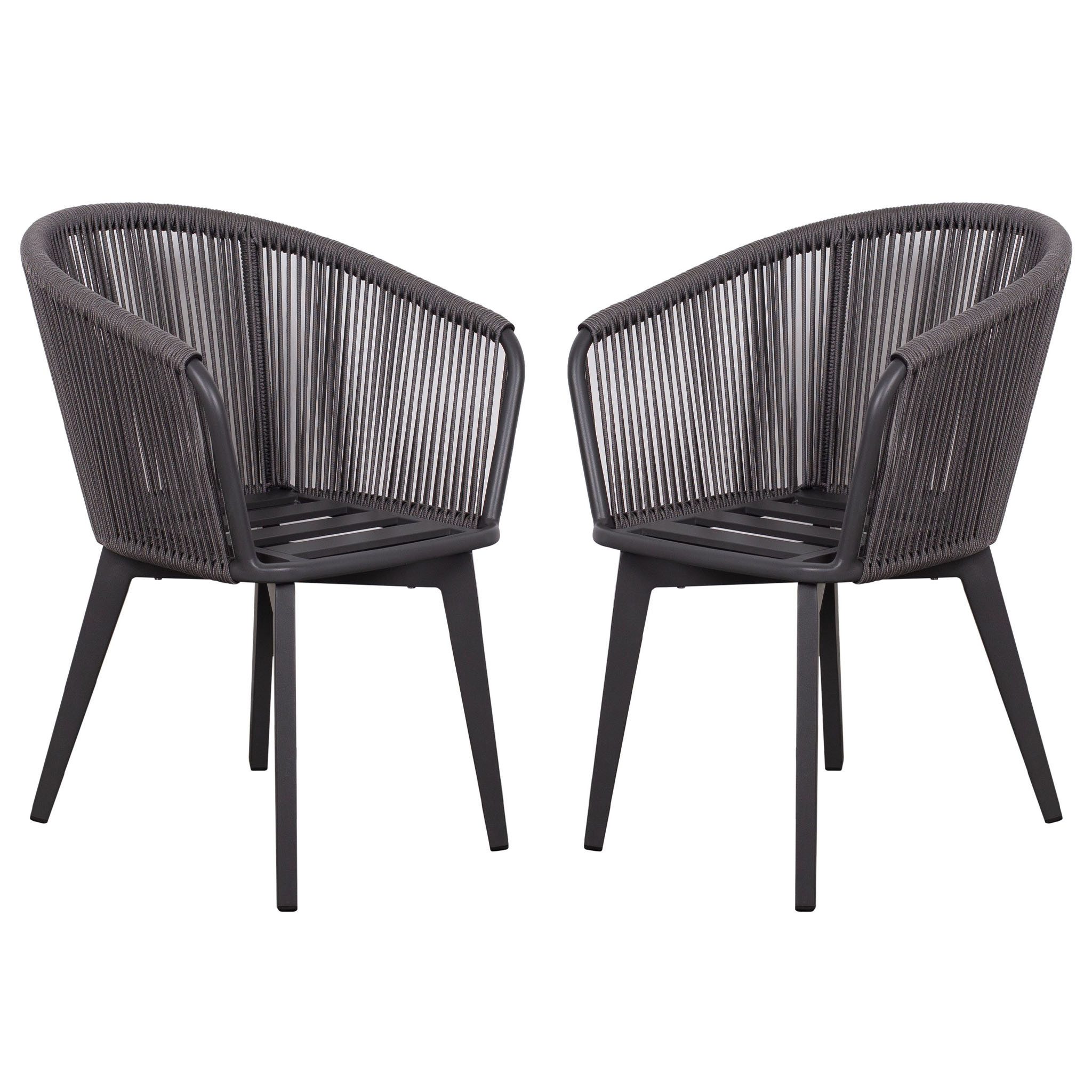 bene living Gartensessel 2er Set Diningsessel Cadiz (2-St., 2er Set Diningsessel Cadiz Rope), wetterfester Gartensessel mit Ropegewebe und Aluminiumrahmen