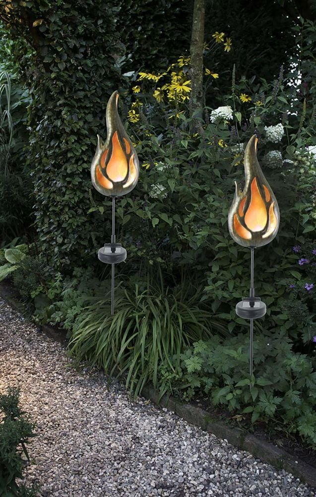 Solarleuchte Steckleuchte Gartendeko Design Flammen LED Solarleuchte, näve Außenleuchte