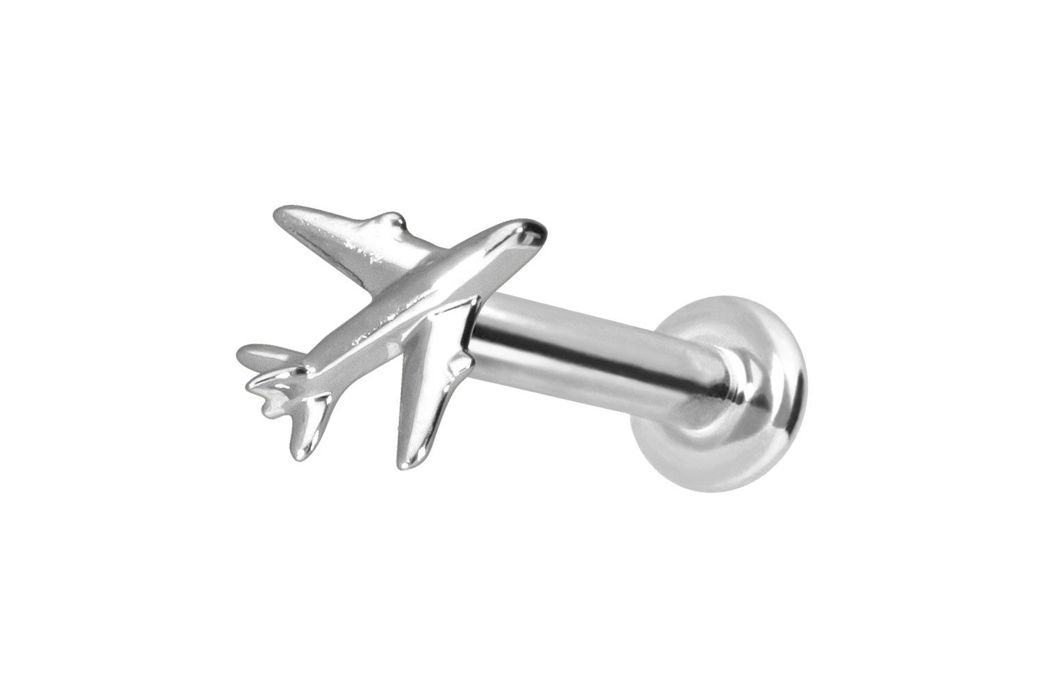 PIERCINGLINE Piercing-Set 14 Karat Gold Labret mit Push Fit FLUGZEUG (Labrets, 1-tlg)