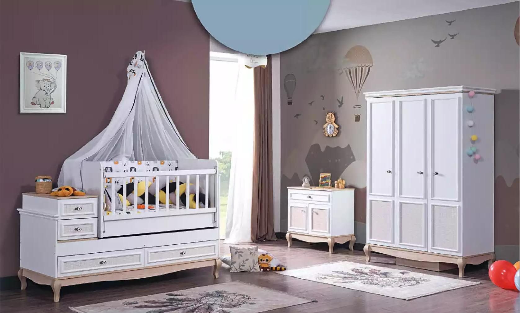 Xlmoebel Bett Babyzimmermöbel Set aus Holz mit Bett, Schrank und Kommode (Babyzimmermöbel Set aus Holz mit Bett, Schrank und Kommode, 3-tlg., 3tlg. Schlafzimmer Set (Kinderbett+Kommode+Kleiderschrank), Hergestellt in Europa