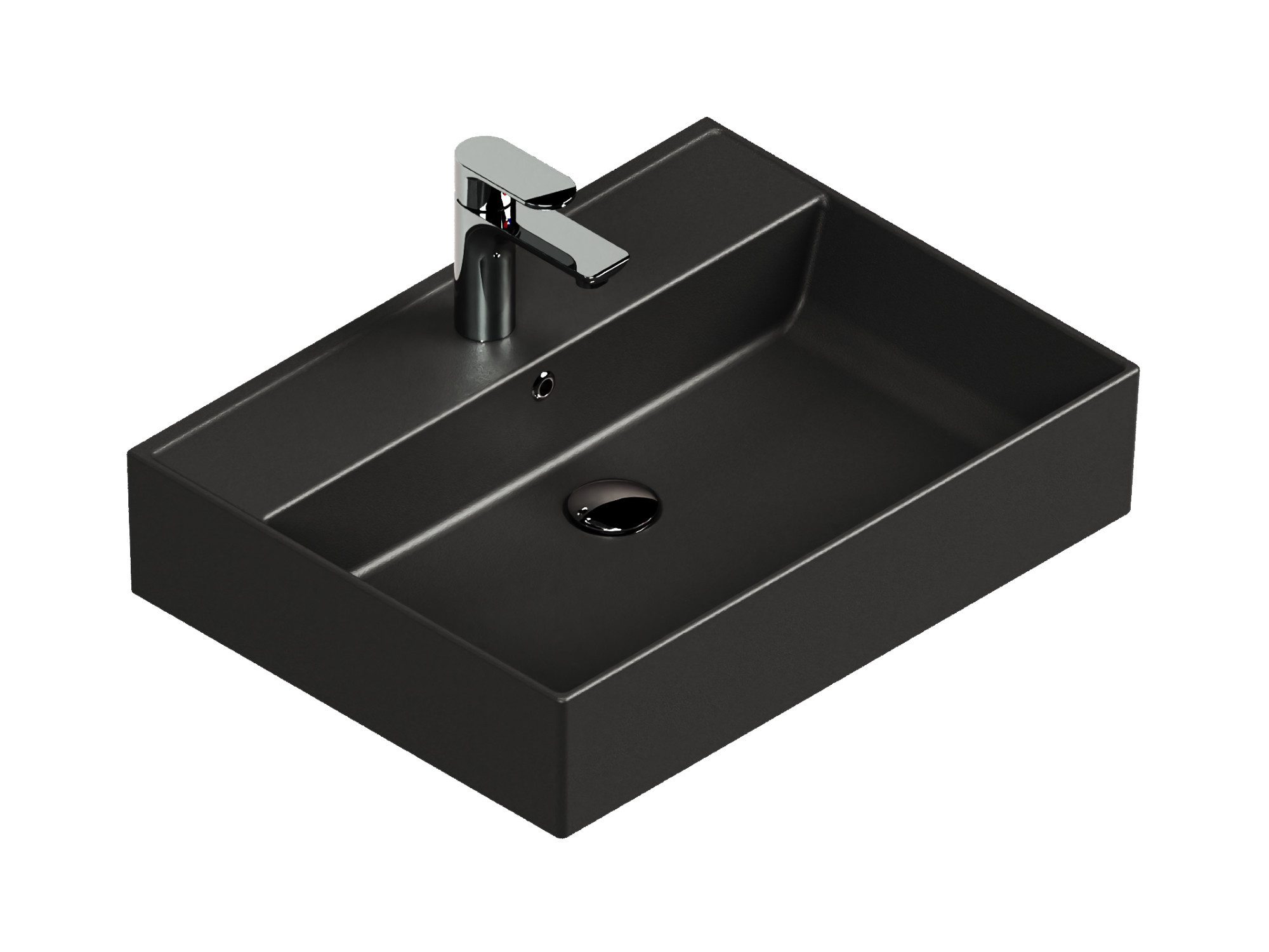 Aqua Bagno Раковины Waschtisch eckig schwarz matt 60 cm Keramik modern