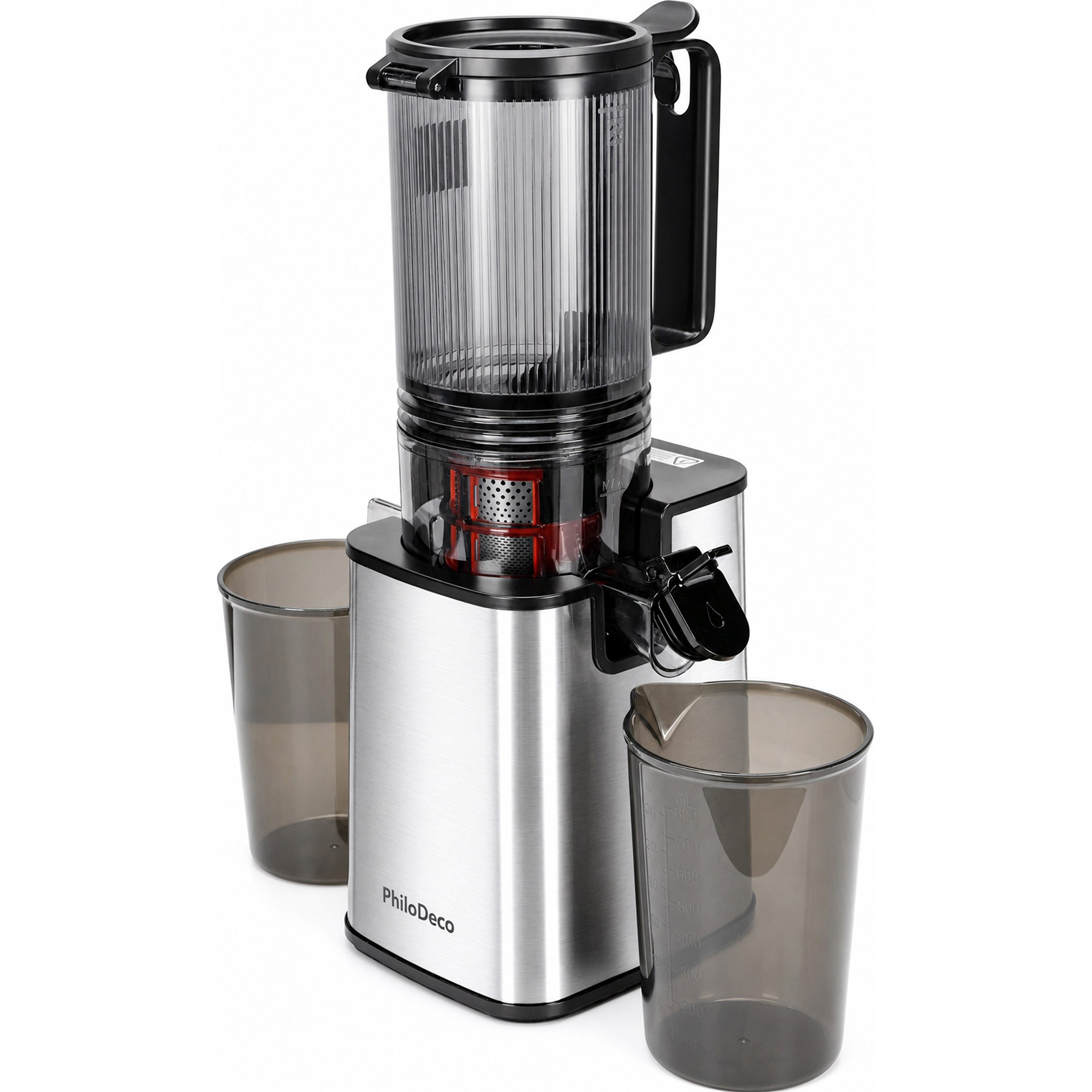 WHEELYOU Slow Juicer Entsafter mit 110-mm-XXL-Öffnung für ganze Früchte und Gemüse, 250 W, Kaltpress-Saftpresse mit Doppelsieb, 40 Nm und Rückwärtslauf