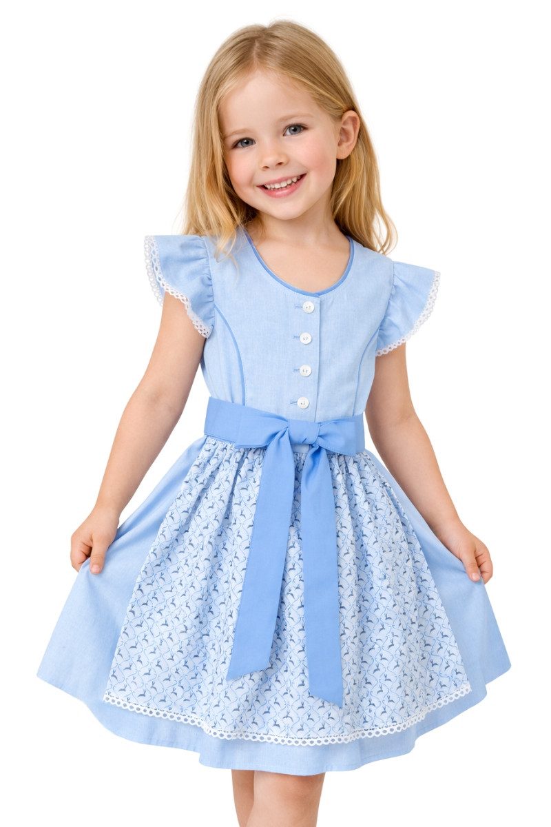 Isar-Trachten Dirndl Kinderdirndl 2tg. - KLARA - hellblau