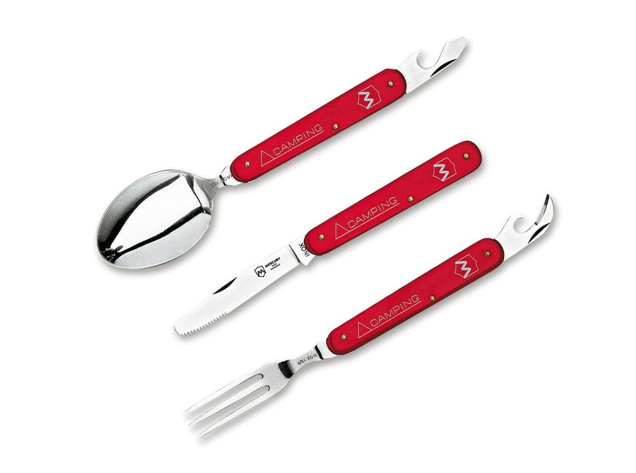 Mercury Taschenmesser, Campingbesteck Mercury Trip Set Rosso