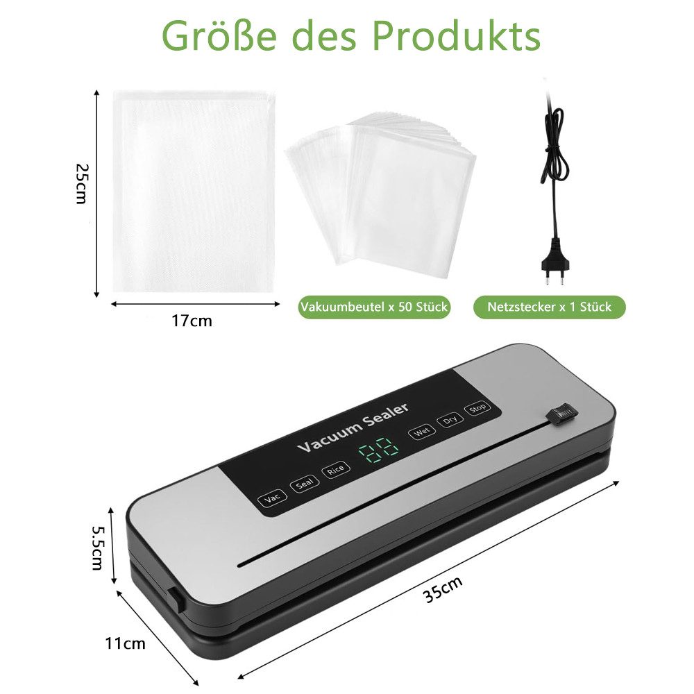 TUWENA Vakuumierer 7 in 1 Vakuumierer für Lebensmittel, Vakuumiergerät Profi mit Cutter