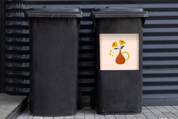 MuchoWow Wandsticker Vase - Blumen - Pastell (1 St), Mülleimer-aufkleber, Mülltonne, Sticker, Container, Abfalbehälter