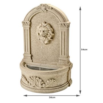 MARELIDA Gartenbrunnen Brunnen mit Löwenkopf Wandbrunnen Standbrunnen Zierbrunnen 54cm, 36 cm Breite