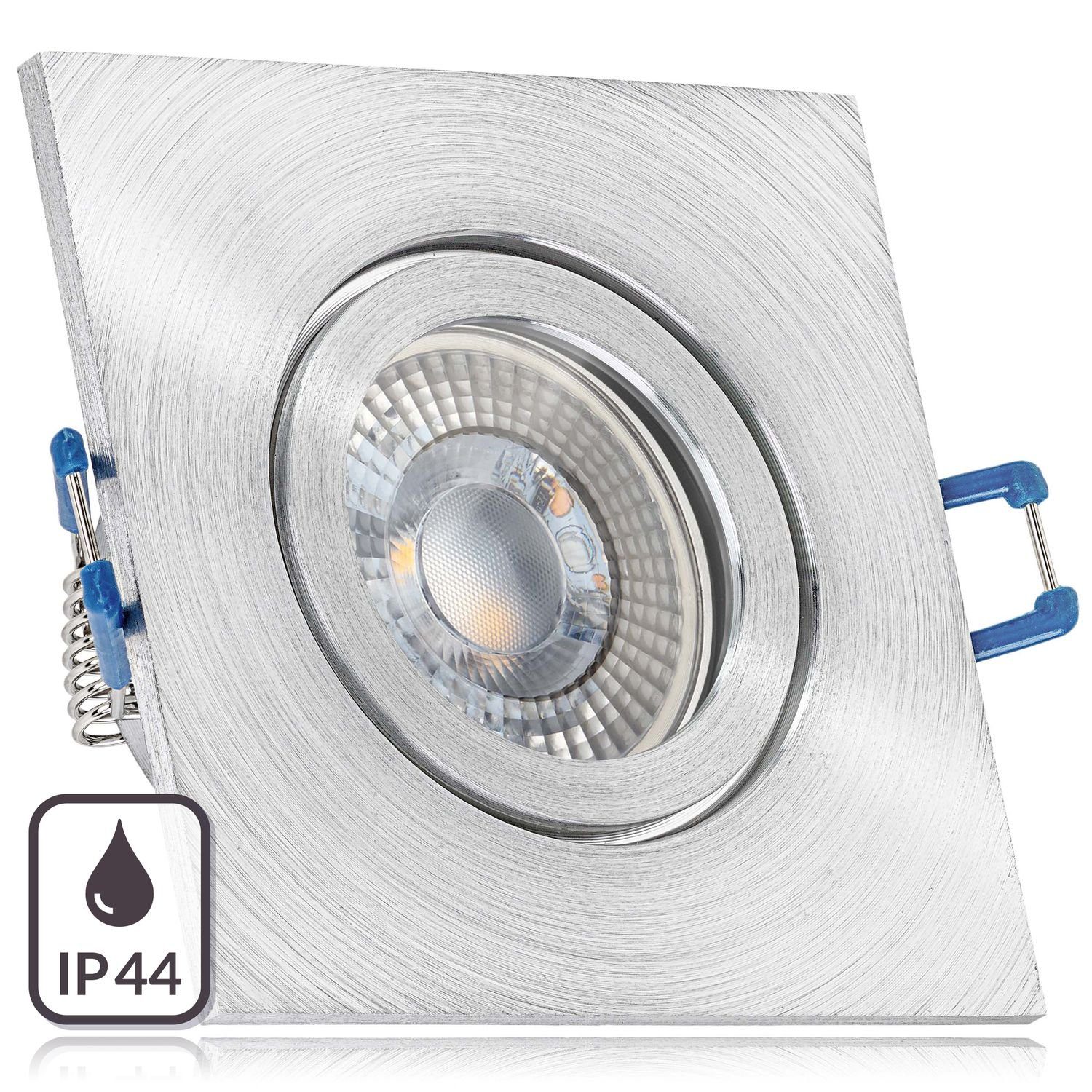 LEDANDO LED mit Einbaustrahler extra LED Einbaustrahler natur 3W IP44 aluminium RGB in Set flach