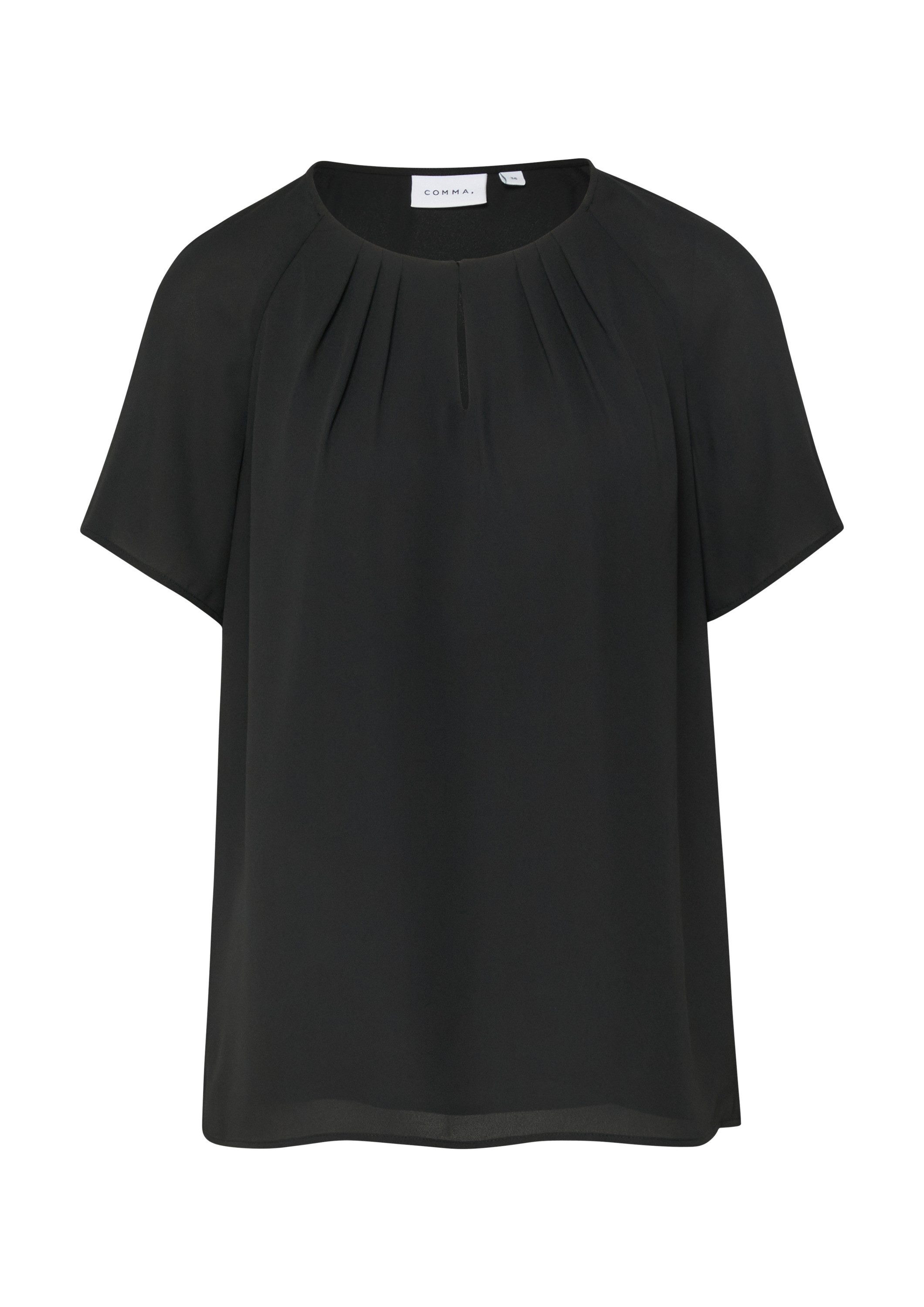 comma Kurzarmbluse Bluse Kurzarm-Bluse aus Crêpe-Chiffon mit Raffung günstig online kaufen