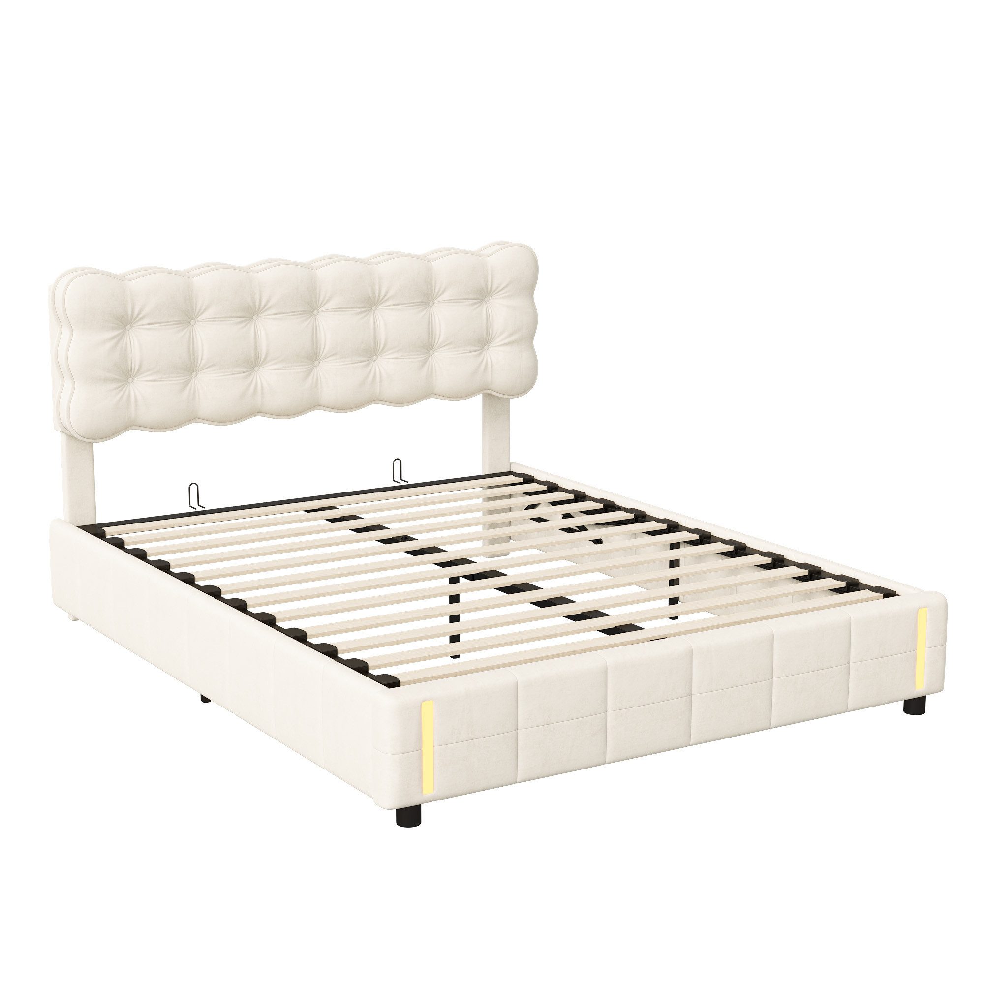 PXloue Polsterbett LED Doppelbett, Stauraumbett, Hydraulisch günstig online kaufen