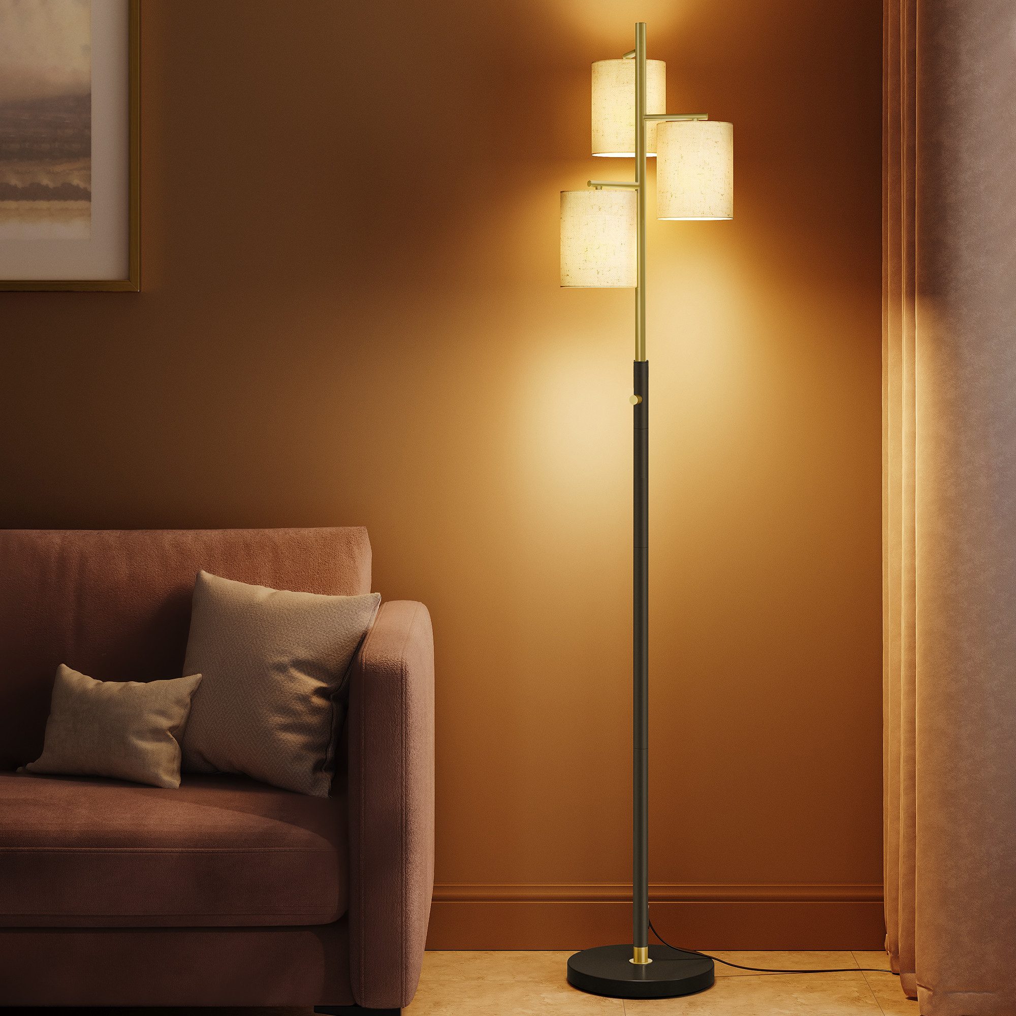 Stehlampe Stehleuchte, Standleuchte mit 3 Glühbirnen