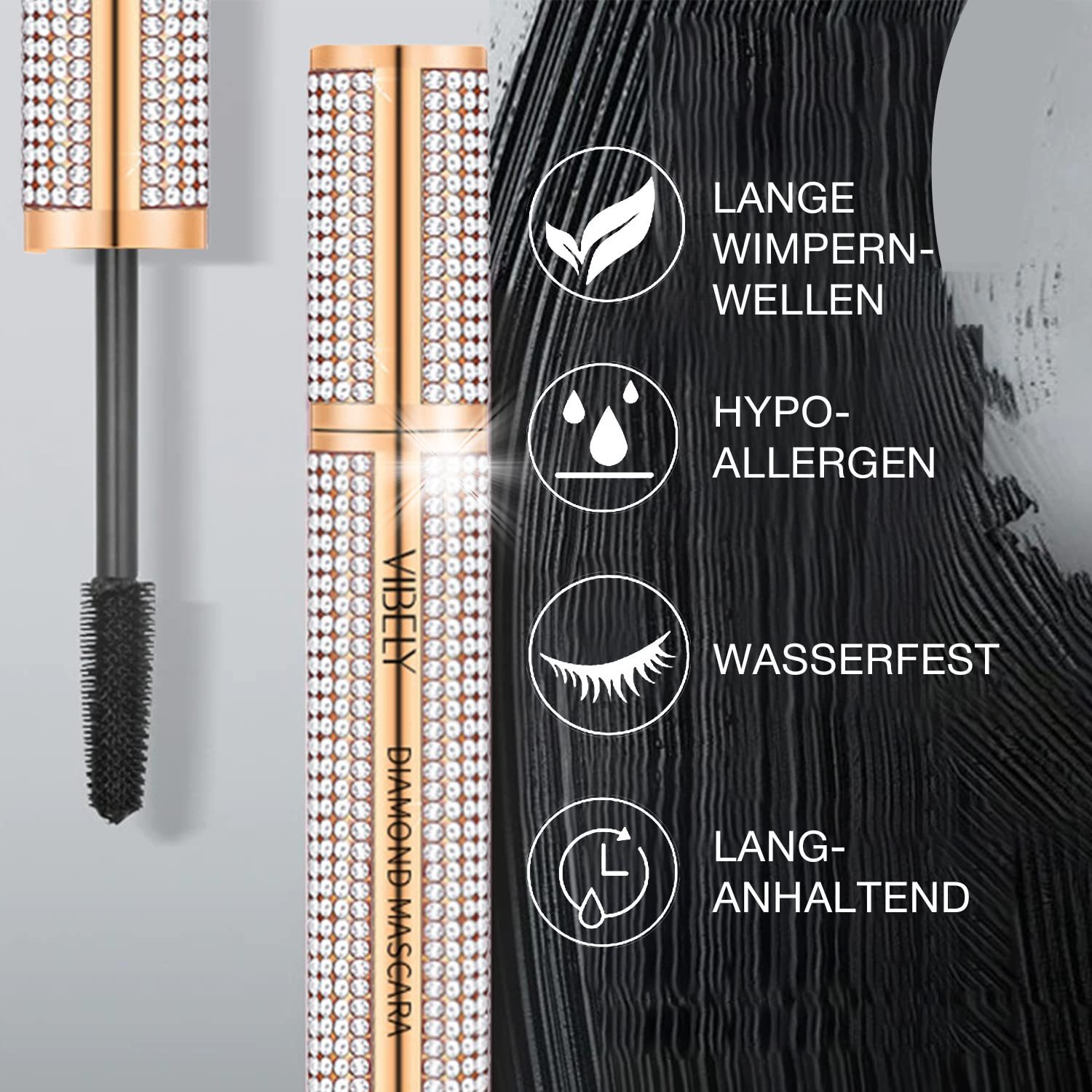 P-Beauty Cosmetic Accessories Mascara 4D Extreme Wasserfeste Volumen Wimperntusche Schwarz Silikon Bürste, 1-tlg.