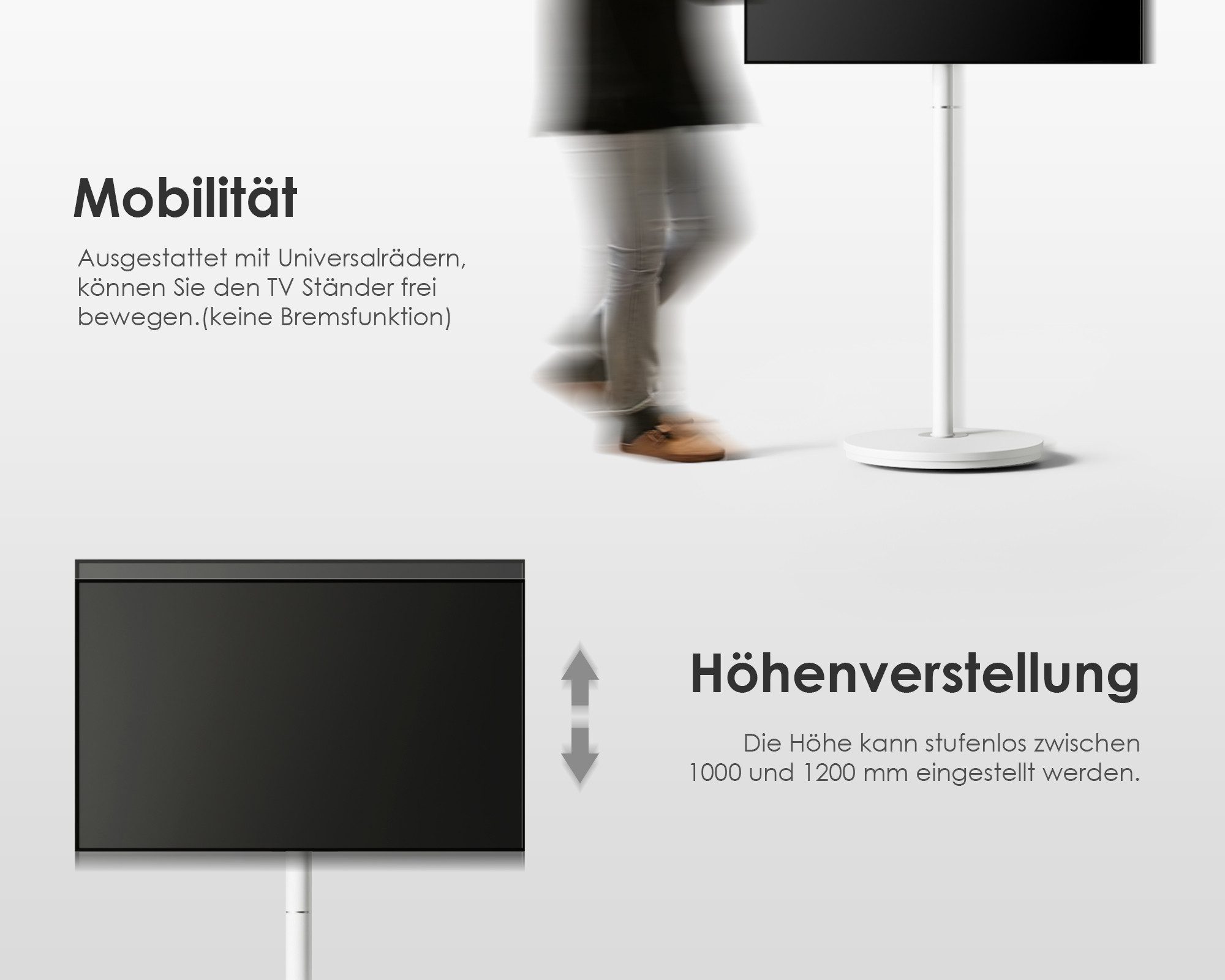 FITUEYES TV-Ständer, (bis 48,00 Zoll, Mobiler TV Standfuss höhenverstellbar)