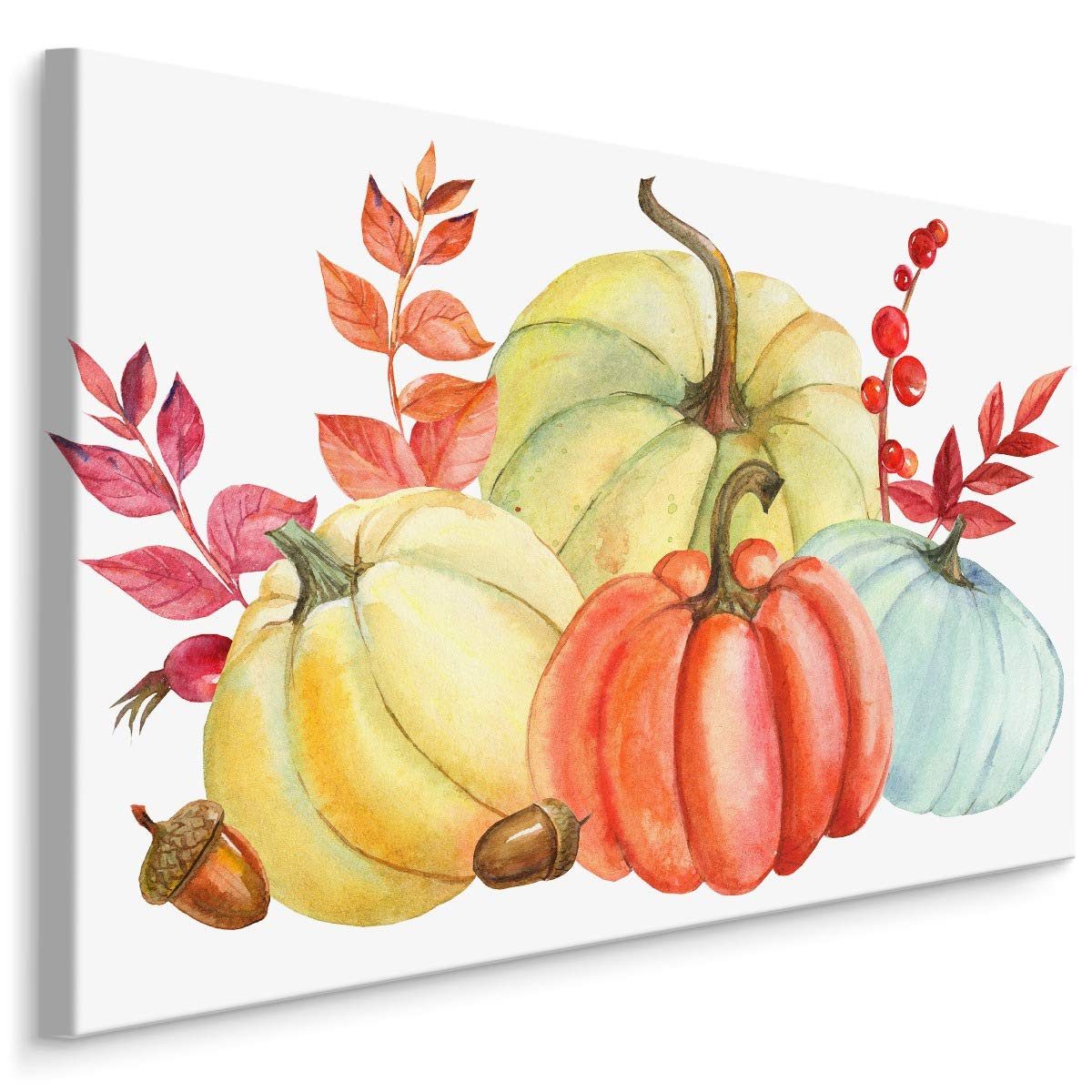 Muralo Leinwandbild Natur – Leinwandbild Wandbild Kunstdruck Wohnzimmer, Blumen (1 St), Essen – Gemüse – Kürbisse, 70 x 50 cm, aufhängefertig