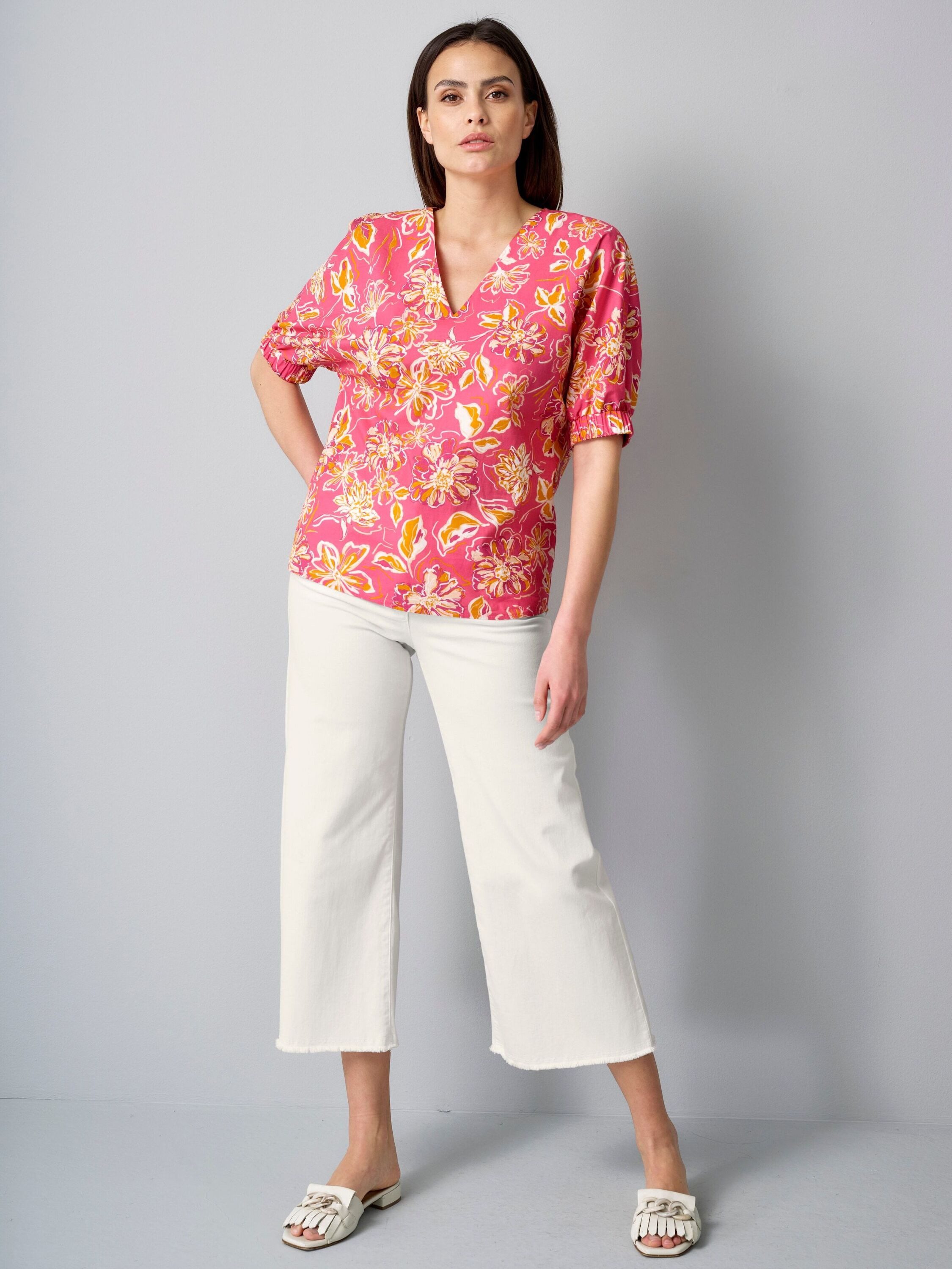 Alba Moda Schlupfbluse Bluse mit Gummizug am Ärmel