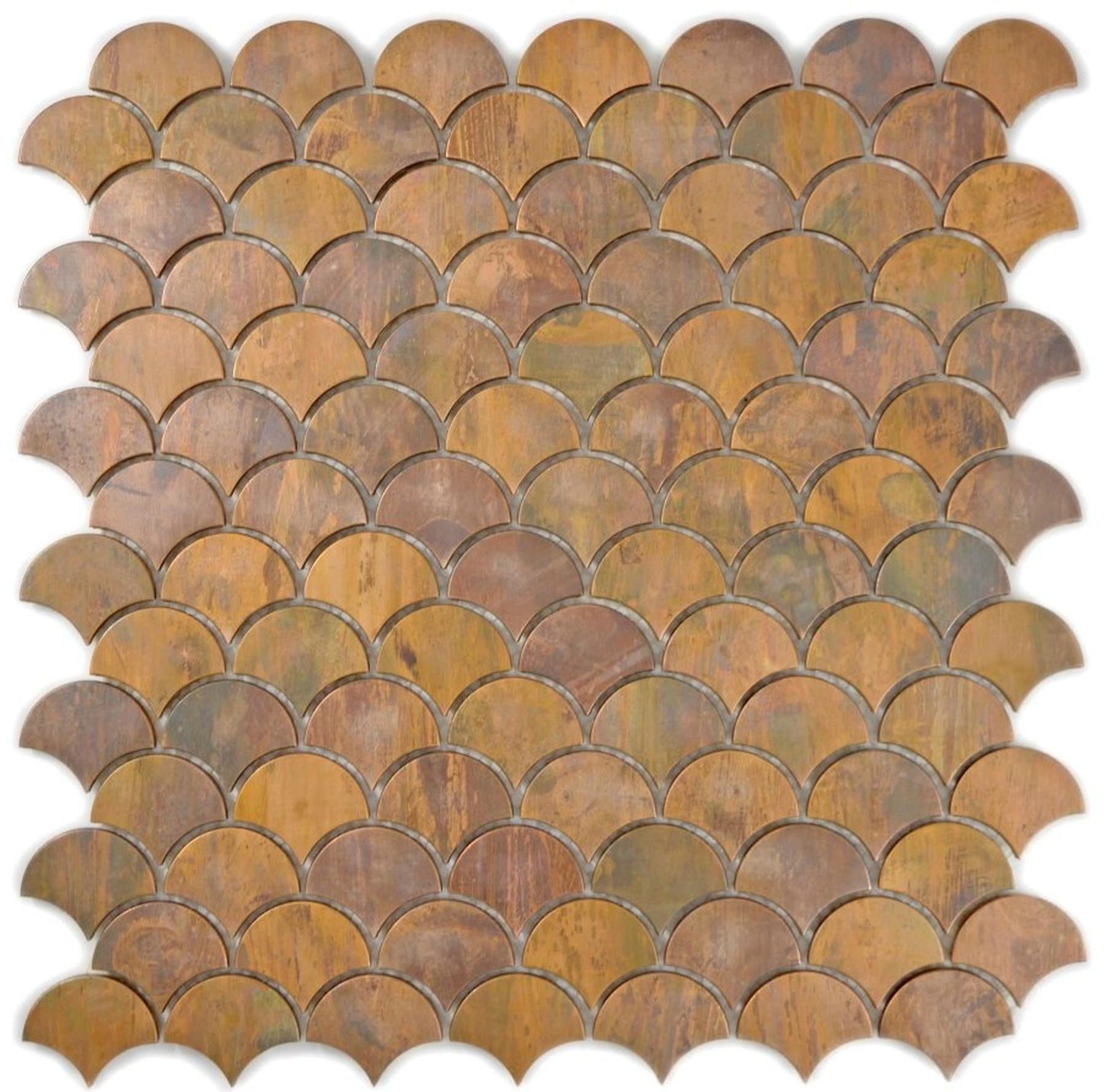 Mosani Mosaikfliesen Kupfermosaik Fliese Fächer braun Küchenrückwand Fliesenspiegel