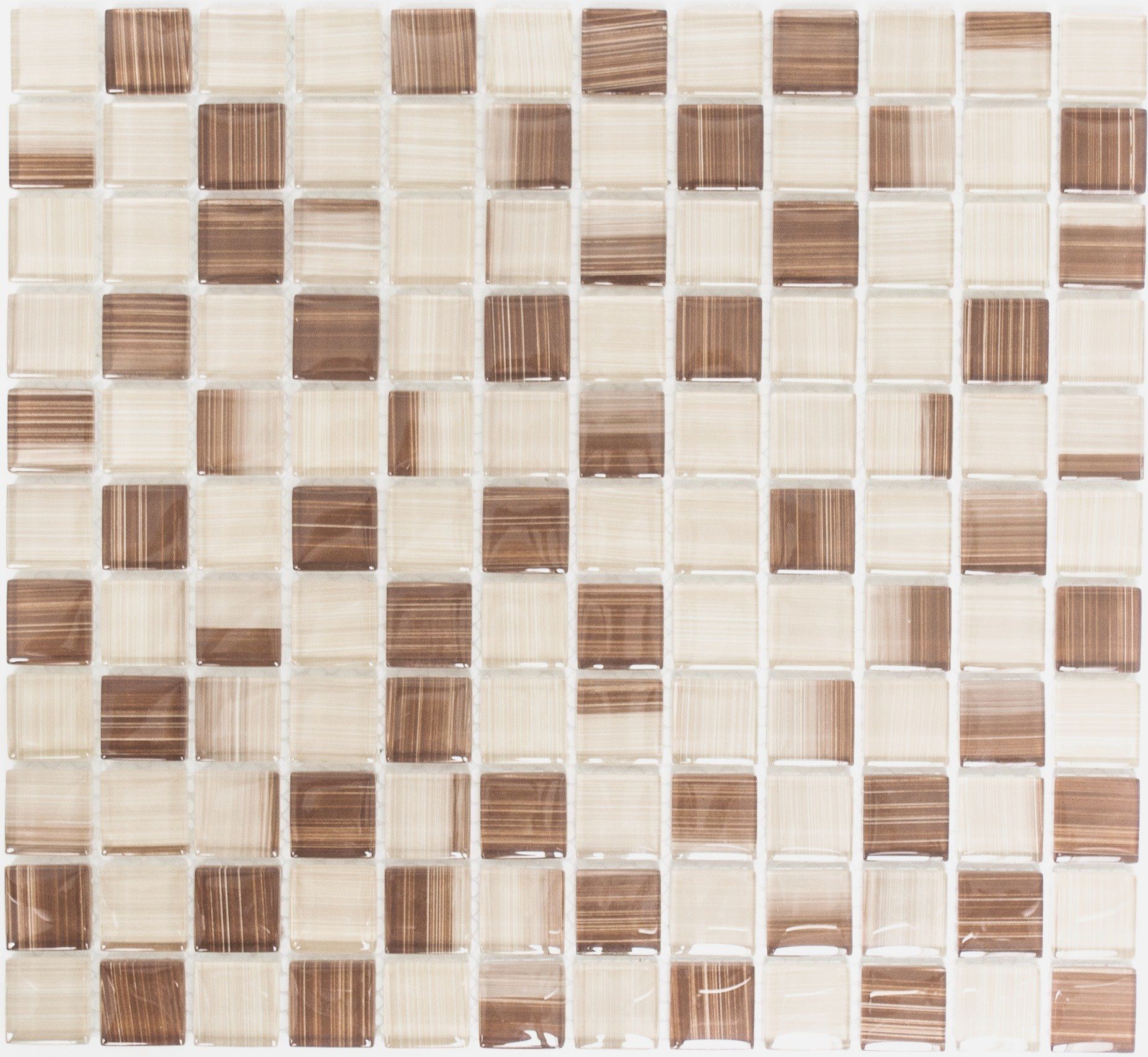 Mosani Mosaikfliesen Glasmosaik Mosaikfliese Style beige braun Küchenrückwand