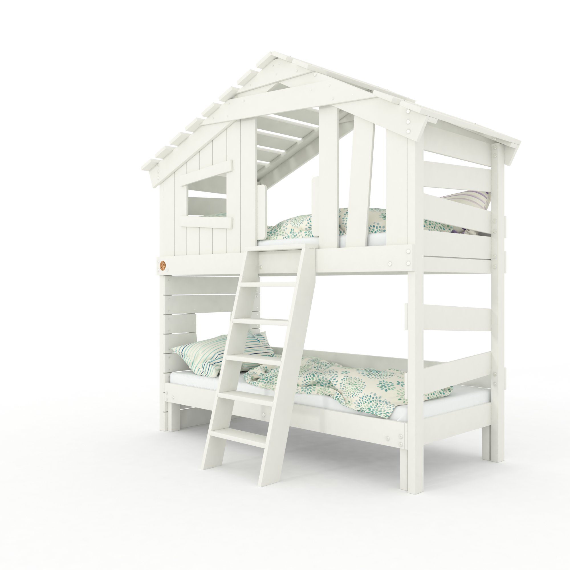 bibex Hochbett ALPIN CHALET Hochbett, Kinderbett, Etagenbett - Creme-Beige