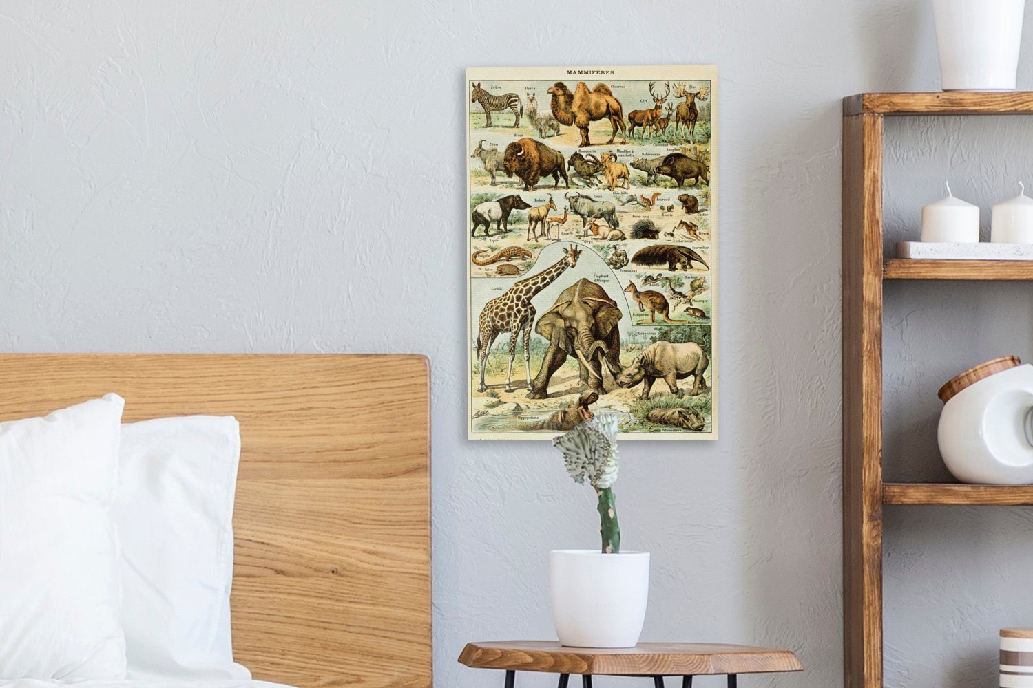 fertig Giraffe Kamel bespannt - - Adolphe - 20x30 - inkl. Leinwandbild cm St), Tiere Zackenaufhänger, OneMillionCanvasses® (1 Leinwandbild Jahrgang Millot, Gemälde,