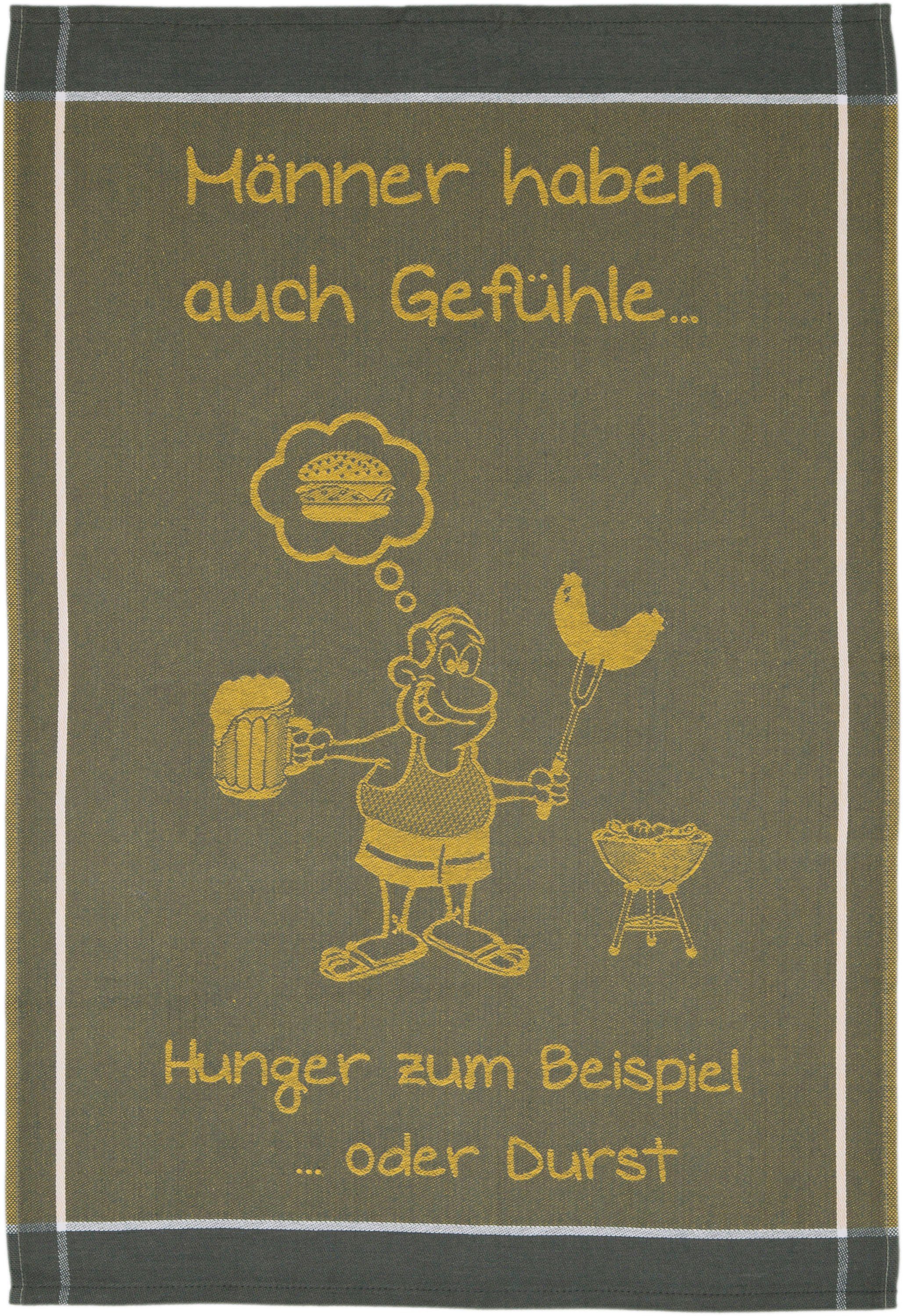 Durst, Männer oder Baumwolle Gefühle… zum ROSS 100% 3-tlg), Geschirrtuch aus haben Beispiel Sprüchetuch, (Set, Hunger auch