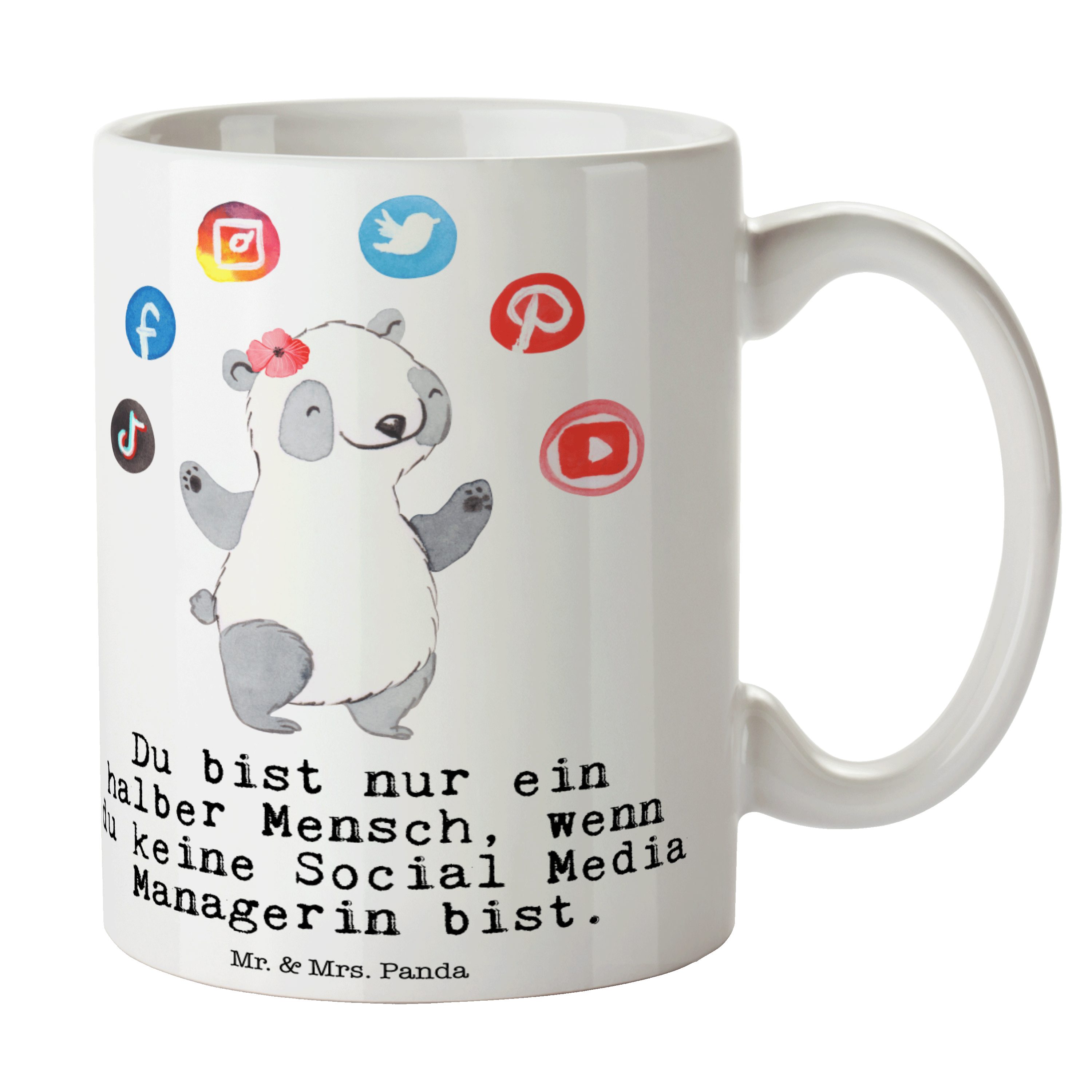 - Arbeitskoll, & Panda mit Mr. Geschenk, Weiß Social Mrs. Tasse Media - Herz Keramik Firma, Managerin