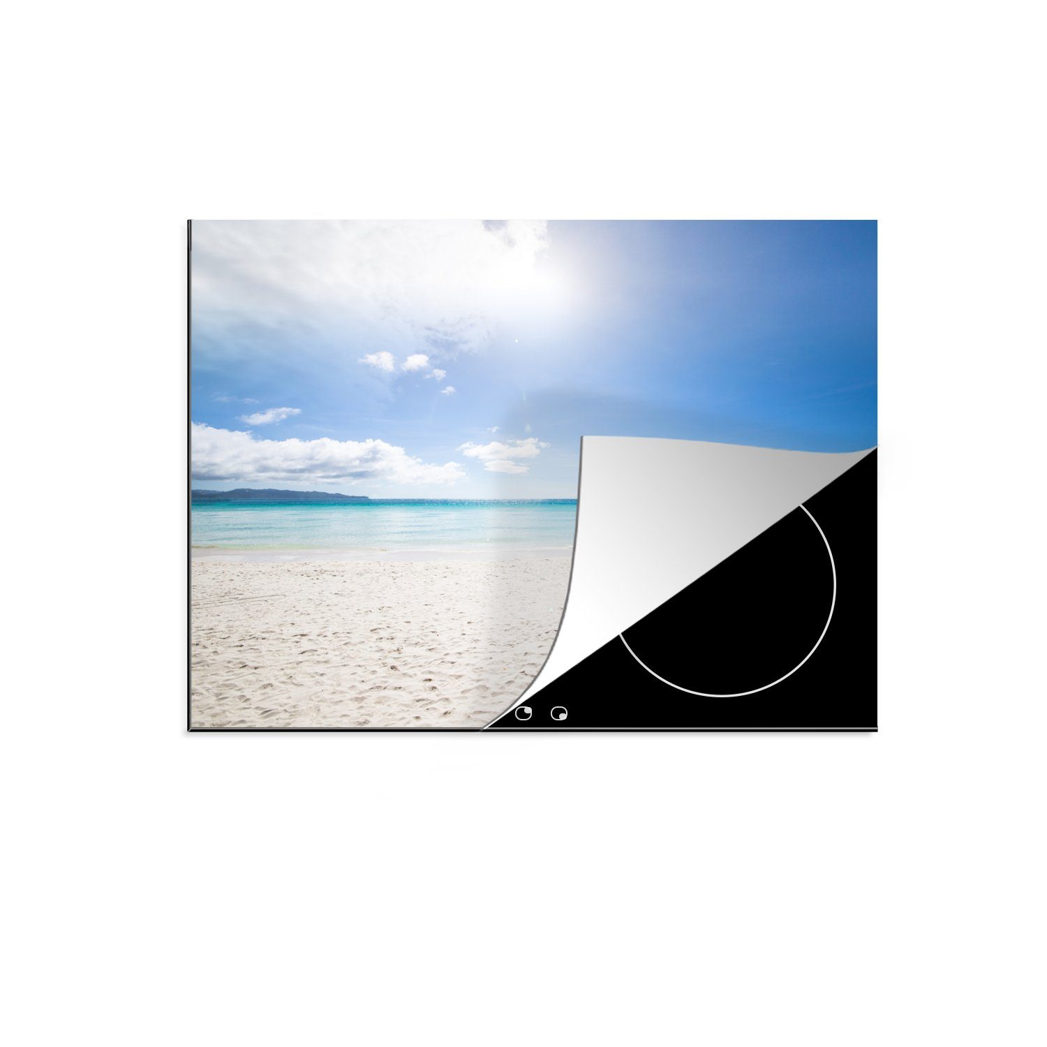 tlg), Sonne, (1 - Induktionsmatte Insel küche, Herdblende-/Abdeckplatte Ceranfeldabdeckung für Vinyl, MuchoWow Strand 59x52 die cm, -