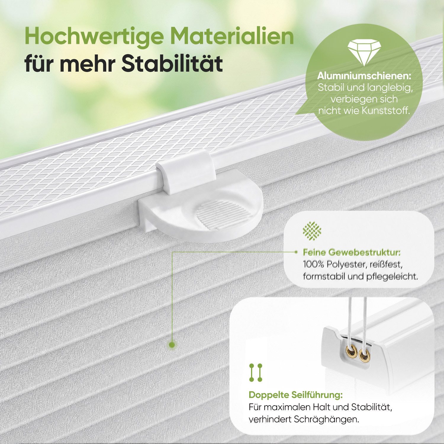 Salcar Wabenplissee Klemmfix ohne Bohren Thermo Plissee verspannt verdunkelnd blickdicht, Weiß 35x100cm,Fenster Tür Sonnenschutz Hitzeschutz Doppelplissee