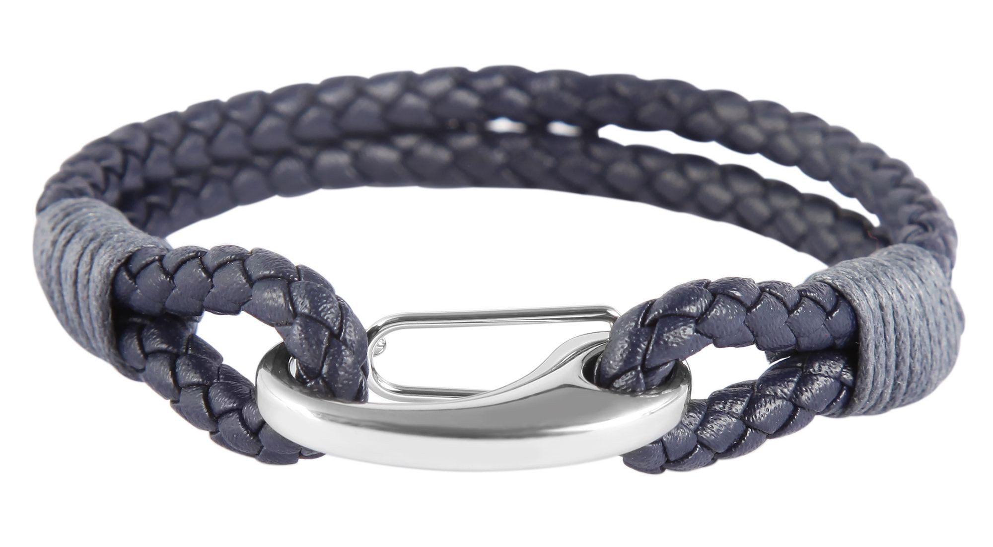 AKZENT Armband aus Echtleder geflochten mit Edelstahl