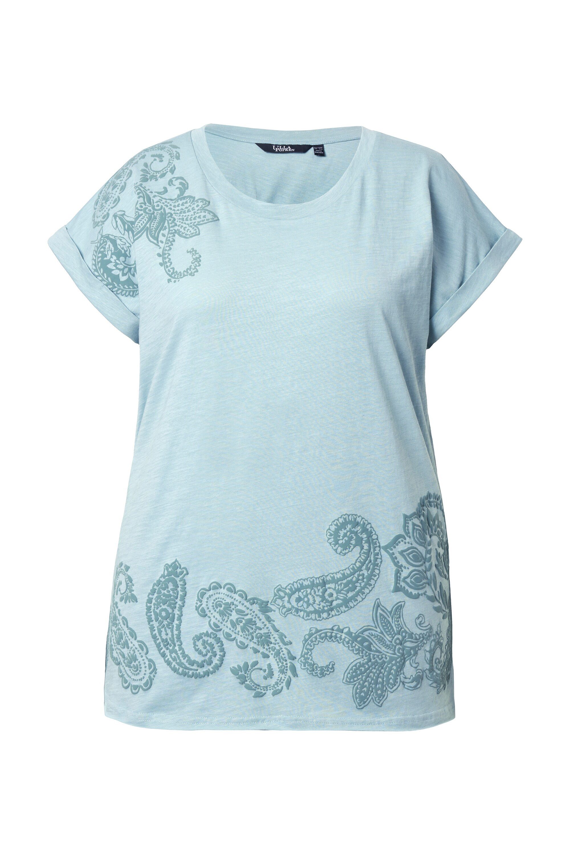 Ulla Popken T-Shirt T-Shirt 3D-Druck Oversized Rundhals Halbarm günstig online kaufen