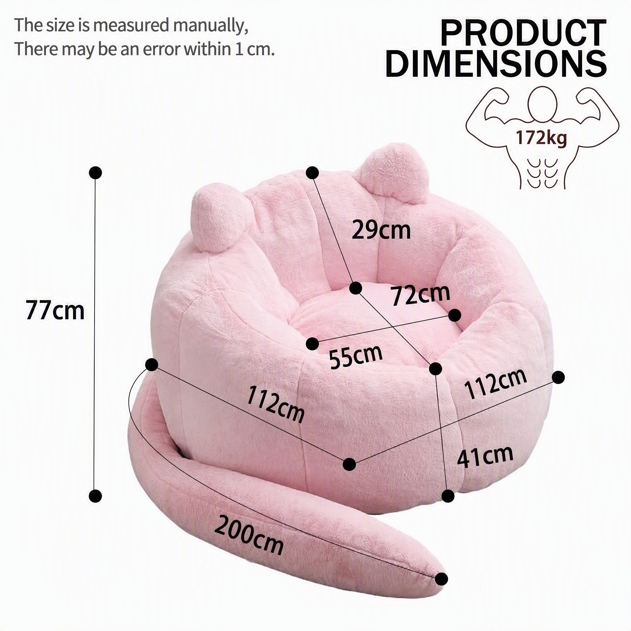 ANYSUN Sitzsack Großer Sitzsack für Erwachsene, Katzenförmiges Sofa (Lesesessel mit langem Tai Erwachsene Beanbag Sofa), Kompakt-Sofa,Geeignet für Wohnzimmer, S – Bild 2 von 5
