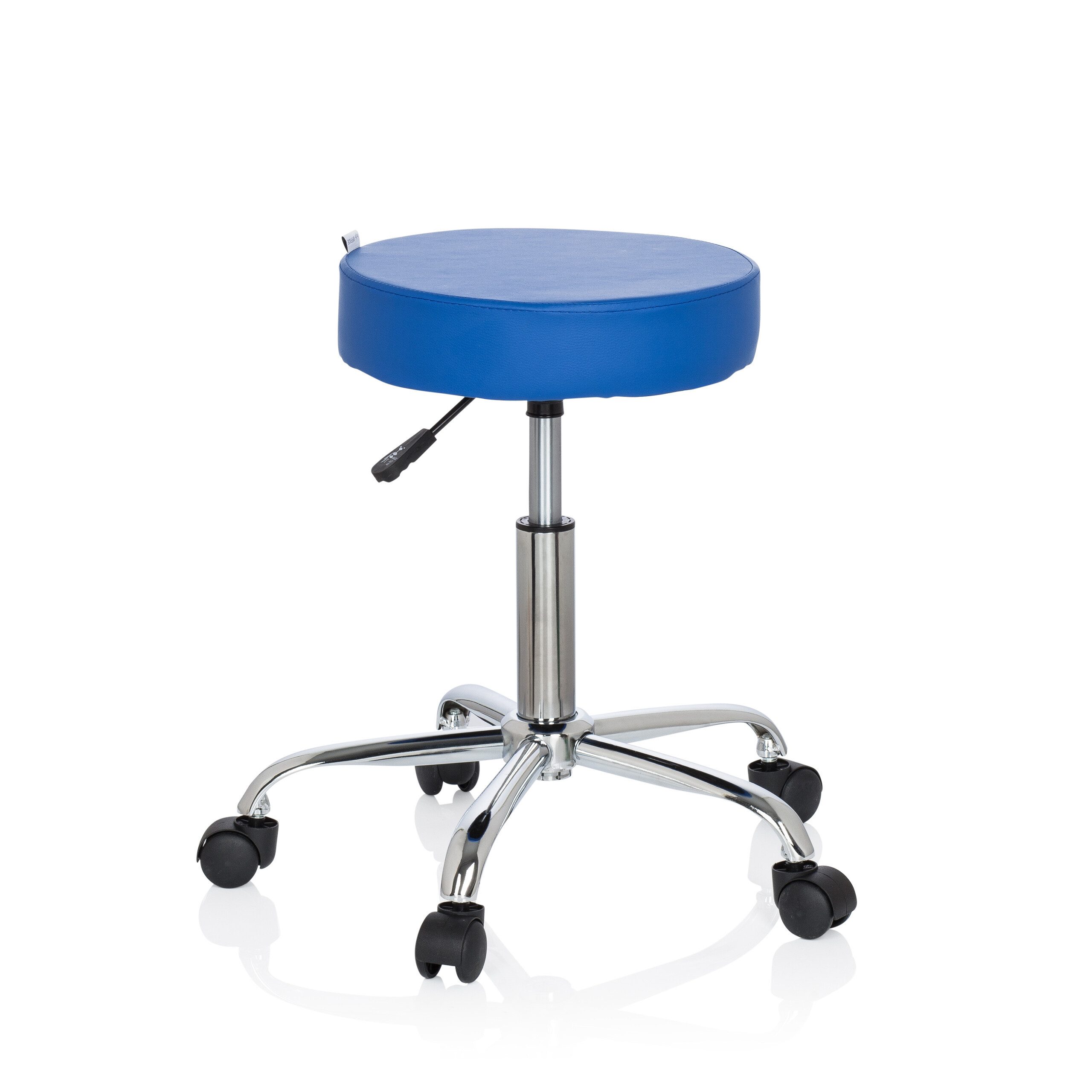 hjh OFFICE Arbeitshocker Drehhocker OPERATOR II Kunstleder ohne Armlehnen, Rollhocker Drehhocker höhenverstellbar, Kunstleder-Bezug Chrom Gestell