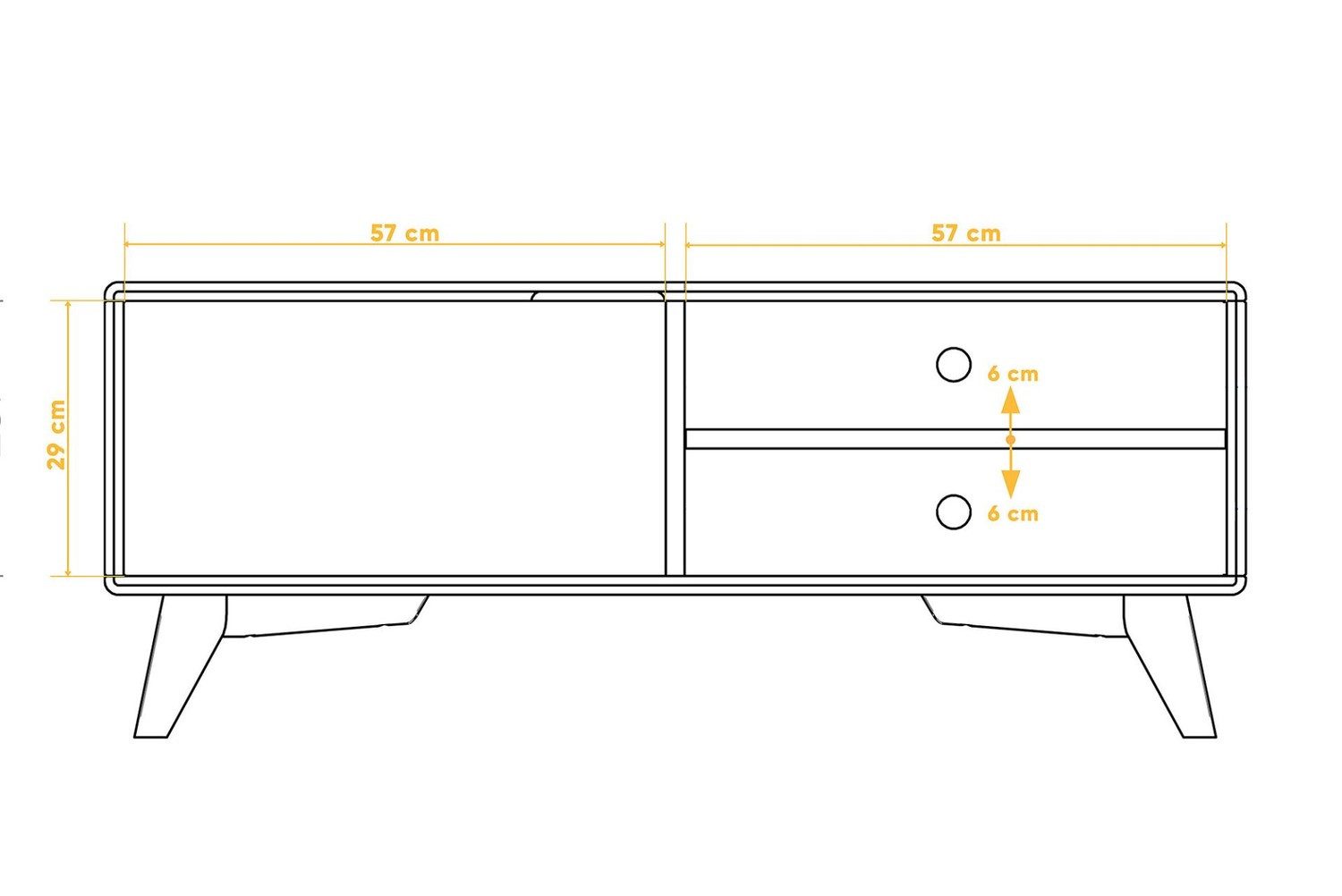 Natur24 Lowboard TV-Board Gerg Kernbuche 120x40x48 mit 1 Tür und 2 offenen Fächern
