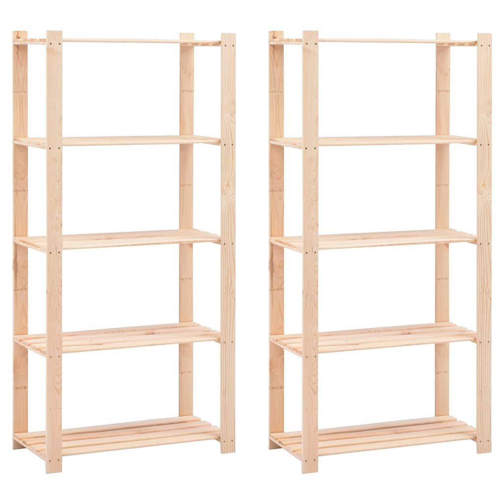 vidaXL Schwerlastregal Lagerregale 5 Böden 2 Stk. 80×38×170cm Kiefer Massivholz 250kg, 2-tlg., 2x Kiefer Massiv Lagerregal 5 Böden 250kg Kellerregal Holzregal Regal
