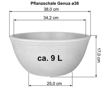 Heimwerkercenter Pflanzschale MePla Pflanzschale Genua ø38 cm, Anthrazit, frost- und wetterfest aus UV-beständigem Kunststoff