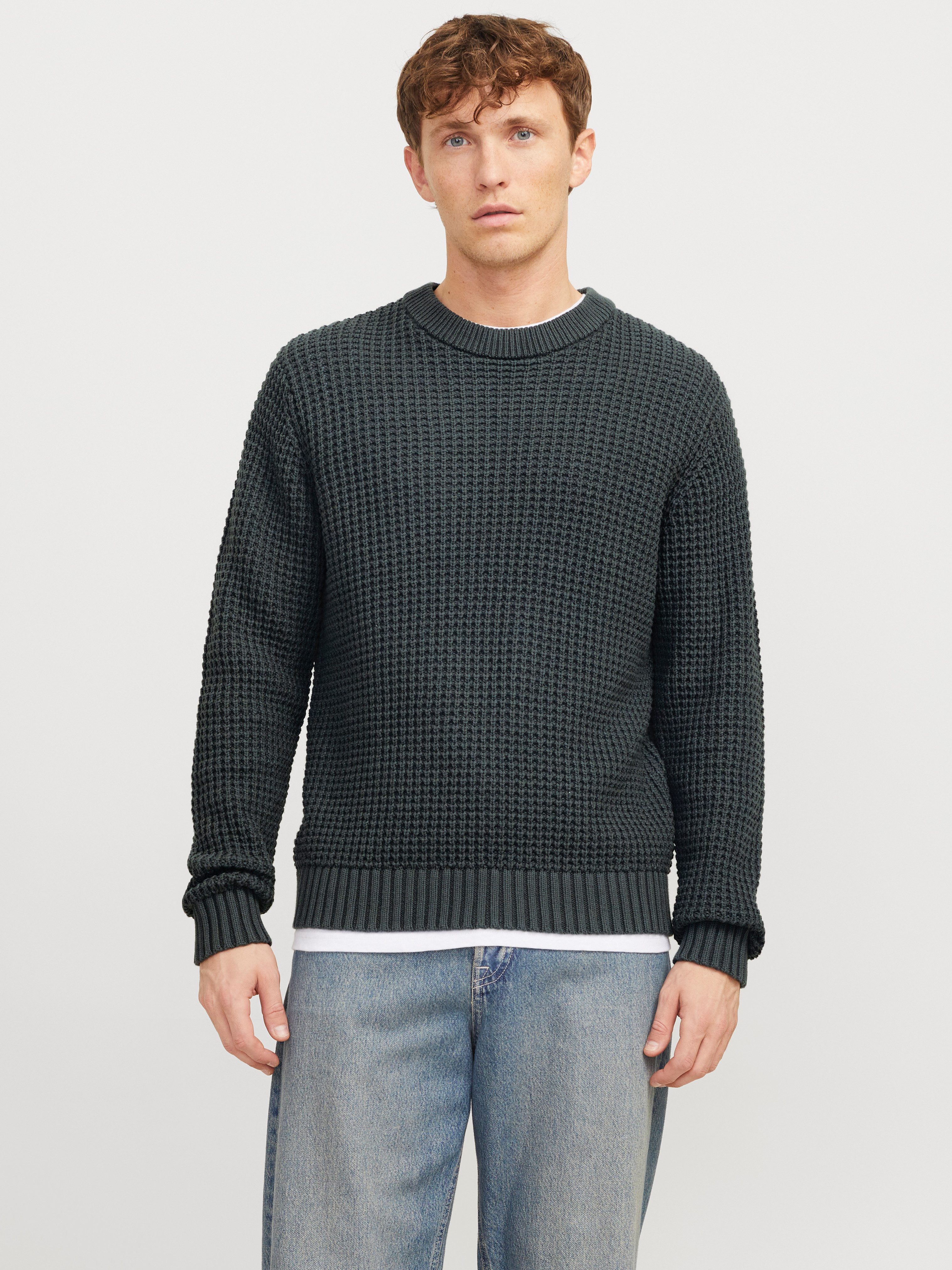 Jack & Jones Rundhalspullover JCOZION KNIT CREW NECK BF mit markanter Struk günstig online kaufen